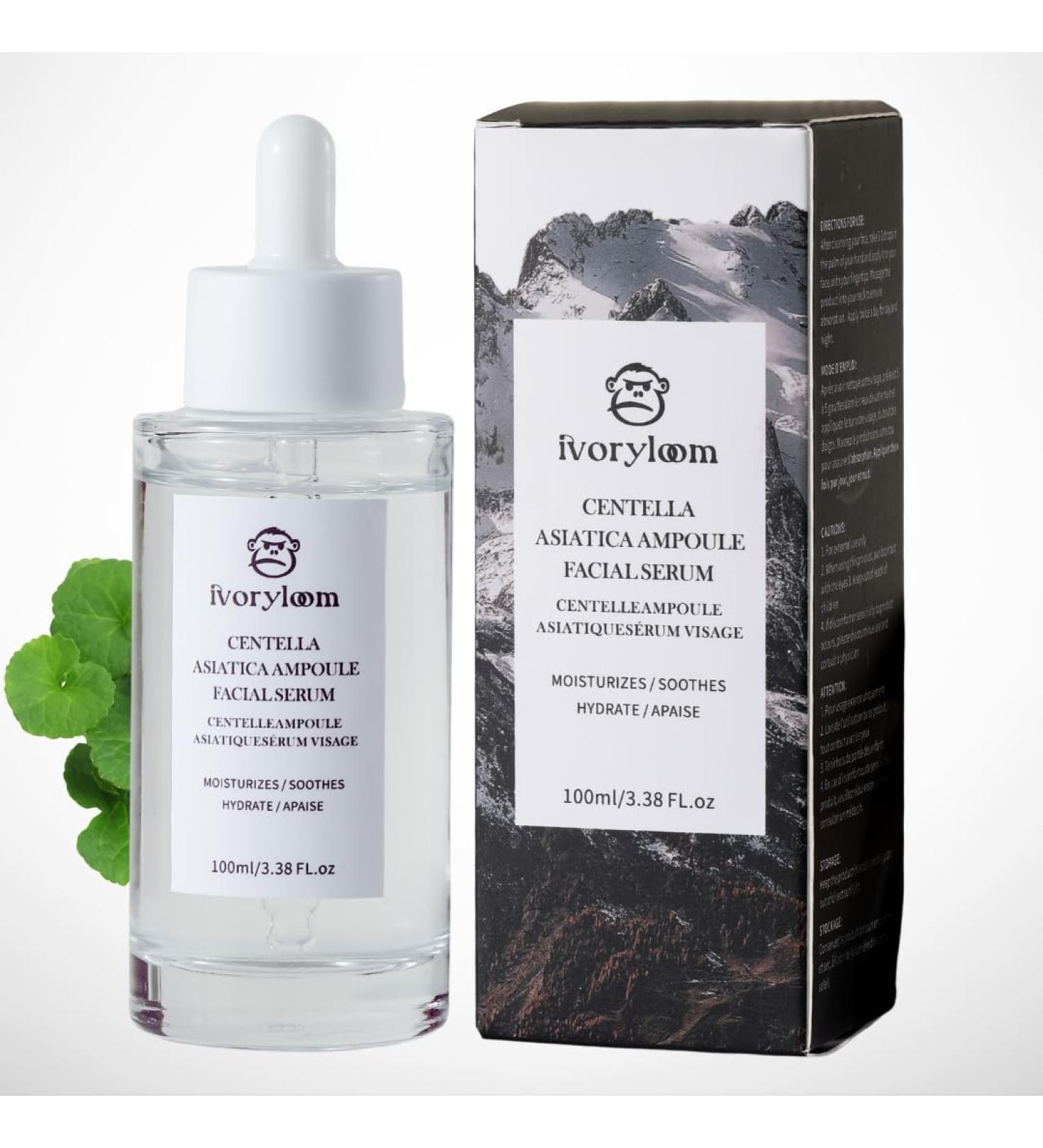 IvoryLoom Centella Asiatica Ampoule Facial Serum - 100 ML | Lightweight Hydration for Sensitive Skin | Soothing & Non-Sticky Essence - Buy Online on GoSupps.com