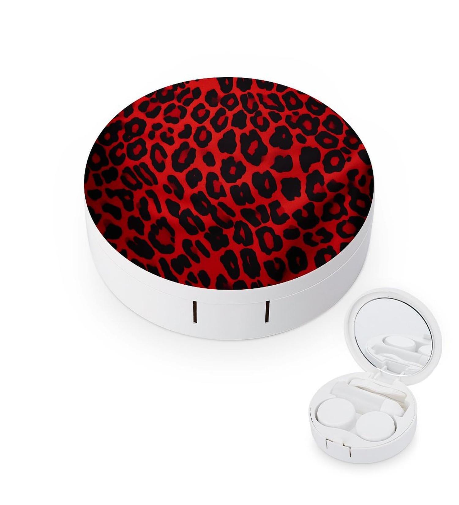 Red Leopard Contact Lens Case | Travel & Care Box | Durable Plastic Storage - Buy Online on GoSupps.com