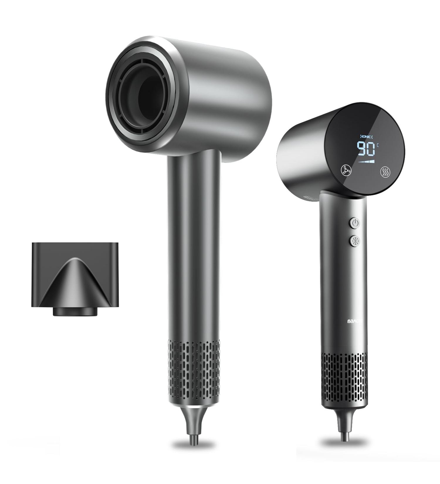 BAMCOO Professional Ionic Hairdryer 1500 W Travel Size HD Temperature Touchscreen 4 Temperature and 3 Speed Settings Gray - Buy Online on GoSupps.com