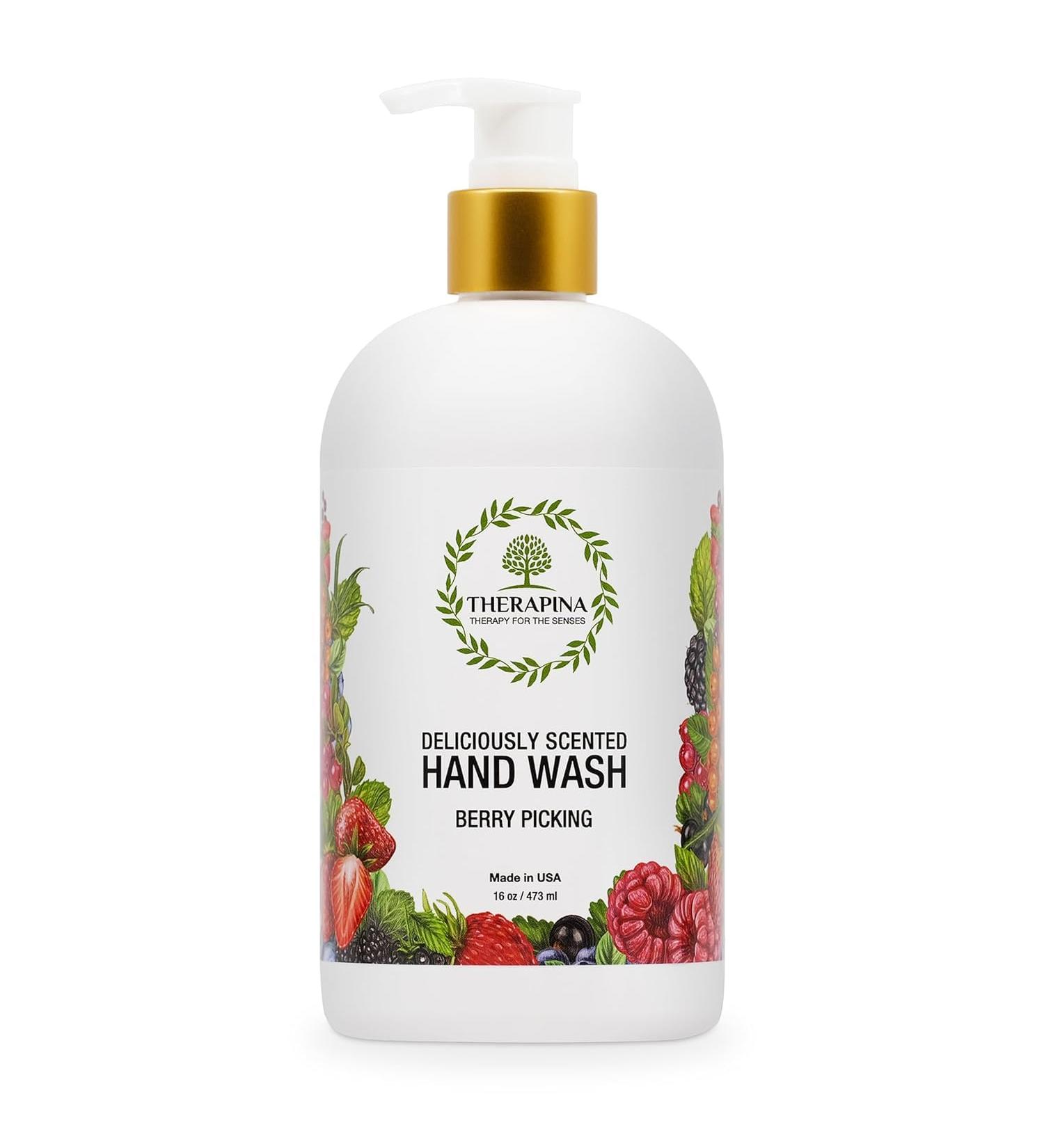 Aromatherapy Luxury Liquid Hand Soap - Vegan & Moisturizing with Aloe Vera & Botanical Oils | Berry Scent | 16 Oz for Bathroom & Kitchen - Buy Online on GoSupps.com