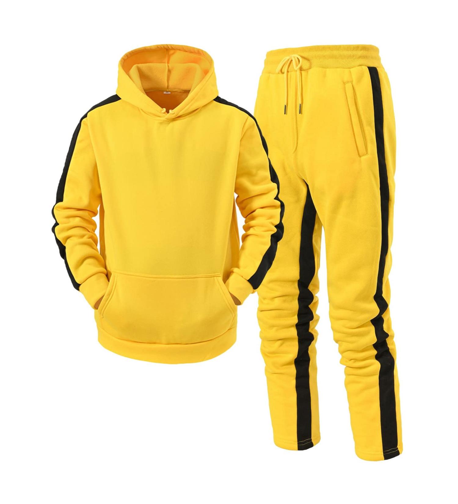 Hanxiulin Men's Jogging Suit - Stylish Training Set | Leisure Sports Jacket & Pants in Yellow - Perfect for Fitness & Fashion - Buy Online on GoSupps.com