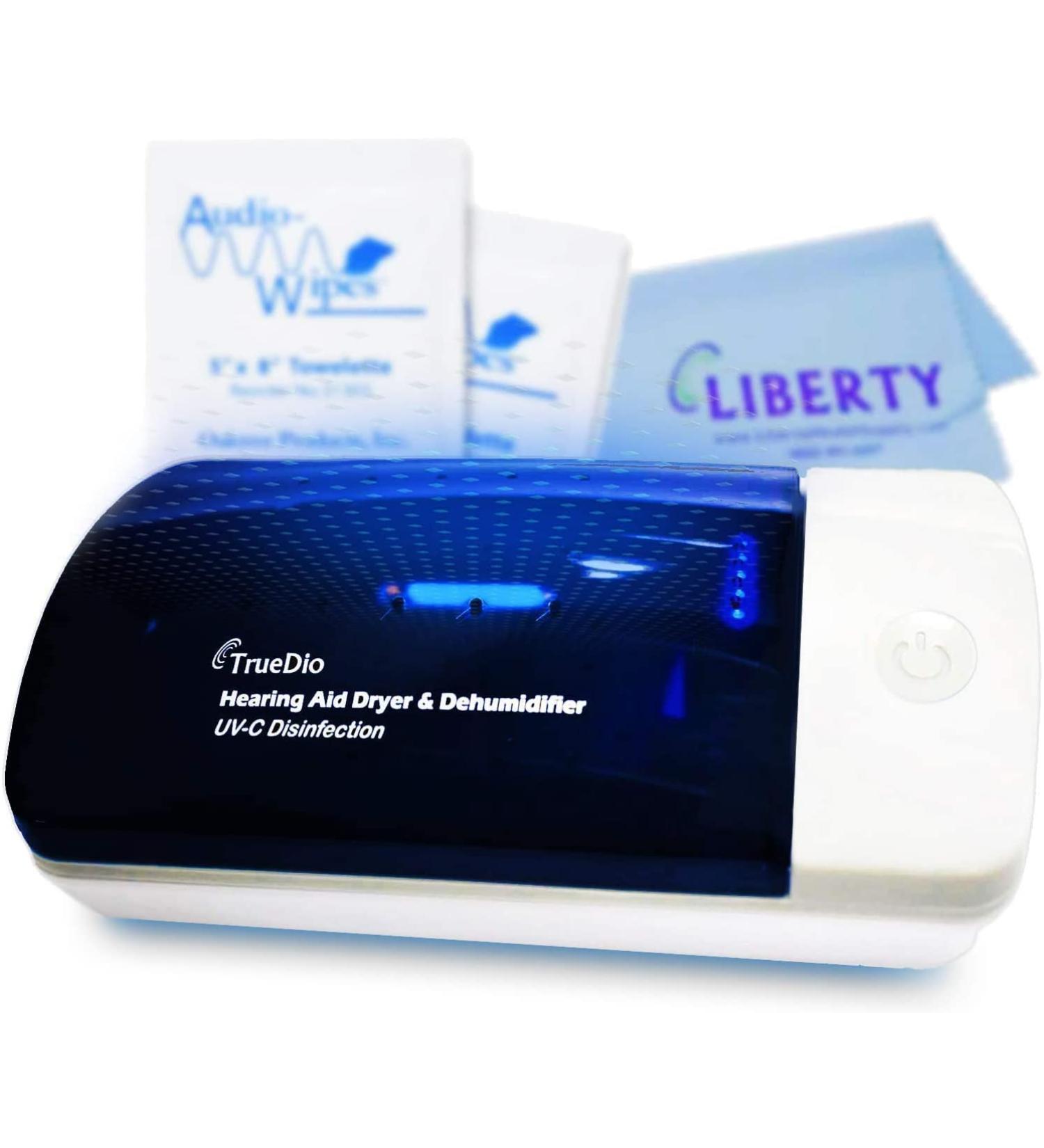 Truedio Automatic Hearing Aid Dryer Dehumidifier with Double UV-C Light - Includes Free AudioWipes Towelettes - Buy Online on GoSupps.com