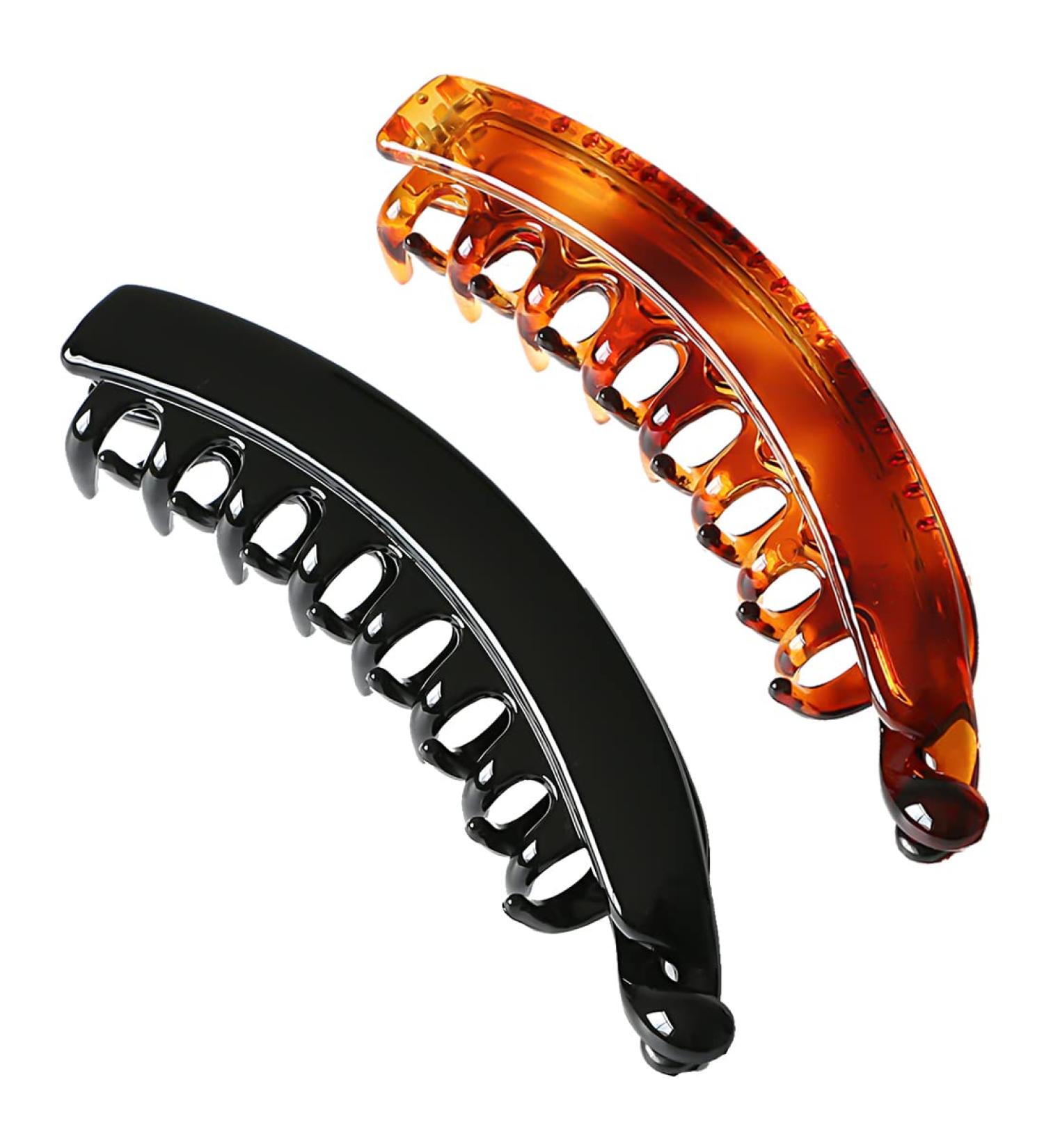 Androxeda Large Hair Clips for Women High-Quality Banana Clasp Ponytail Holders (Black & Brown) | Perfect Volume & Durability - Buy Online on GoSupps.com