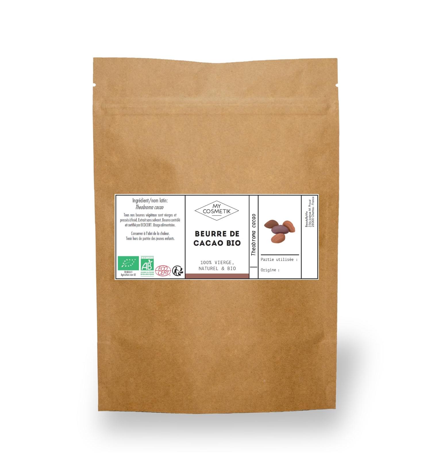 MY COSMETIK - Organic AB Cocoa Butter - 100% pure and natural - Nourishes and protects lips skin and hair | Made in France - 100 ml in Kraft bag - Buy Online on GoSupps.com