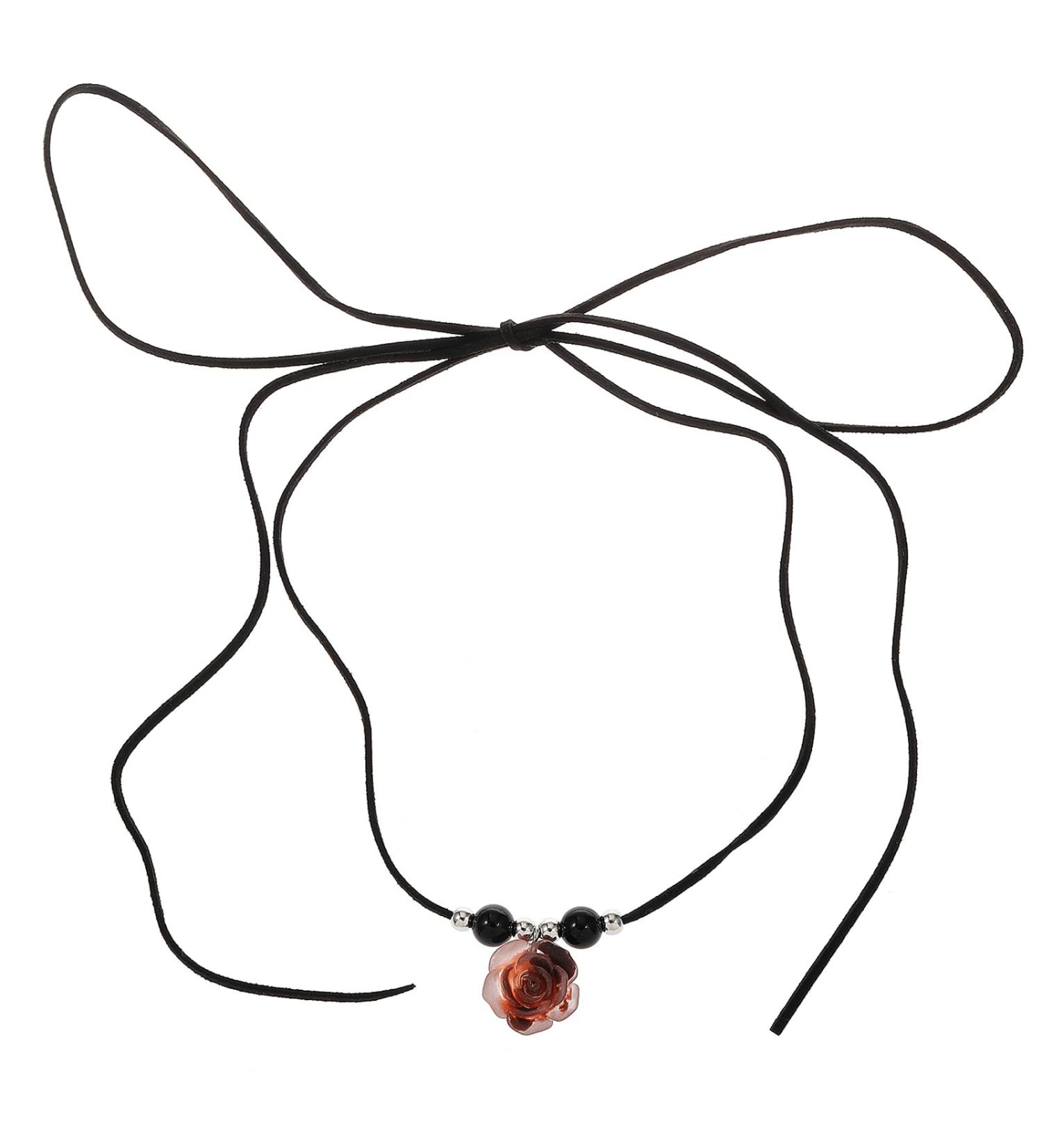 KUAIYIJU Stylish Chinese Flower Necklace | Versatile Lace Jewelry with Resin Pendant | Fashionable Clavicle Chain for Every Occasion - Buy Online on GoSupps.com