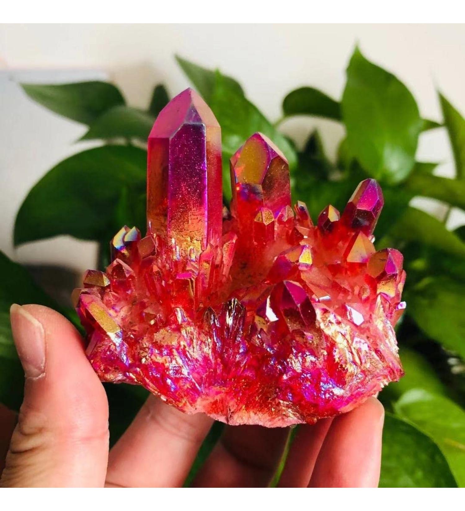 100g-200g Small Size Natural Red Aura Quartz Crystal Stone Geode Cluster 1pc Suitable for Home HOMEZHOU (Color : 1pc 145g-180g) - Buy Online on GoSupps.com