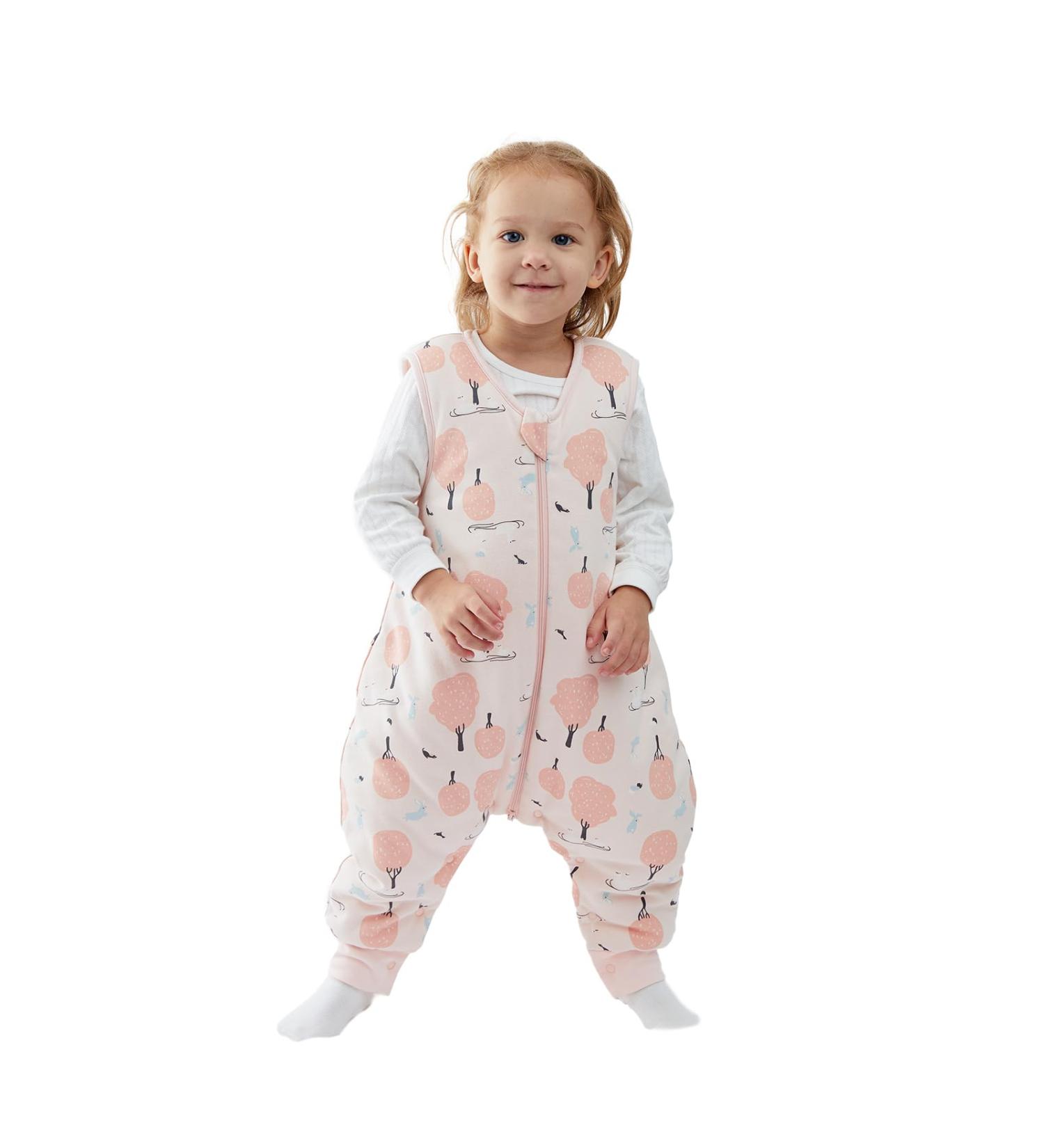 Duomiaomiao 2.5 TOG Baby Sleep Sack with Feet, Winter Cotton Toddler Sleeping Bag for Early Walkers 12M-4T - Pink Forest - Buy Online on GoSupps.com