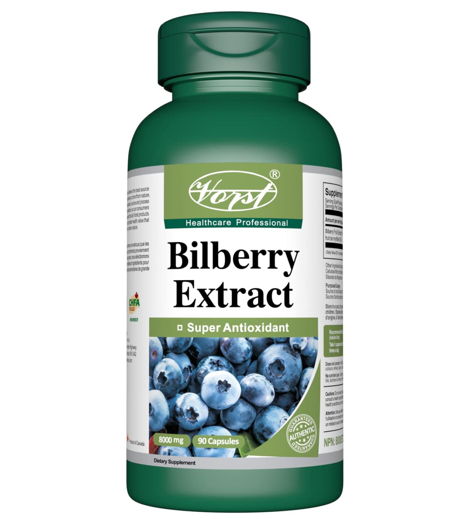 VORST Bilberry Supplement 8000mg Raw Equivalent (80mg 100:1 Extract) 90 Capsules | Eye Antioxidant Circulation Enhancer & Inflammation Reducer | Non Gmo Wild European Blueberry | Powder Pills | 1 Bottle 90 count (Pack of 1) - Buy Online on GoSupps.com