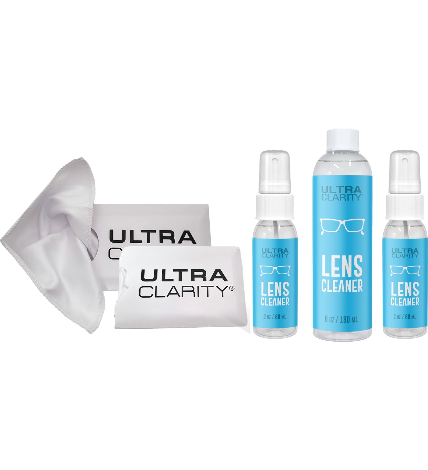 ULTRA CLARITY Eyeglass Lens Cleaning Spray Value Pack - 10oz Spray, 2 Microfiber Cloths - Professional Grade 5pc Kit - Buy Online on GoSupps.com