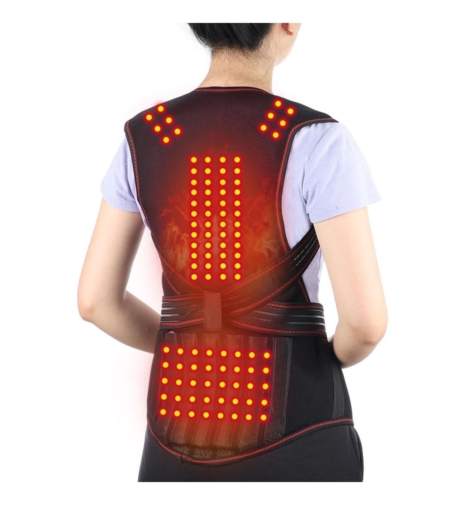 Self-Heating Magnetic Therapy Vest - Back Support & Lumbar Decompression Belt for Pain Relief | Large Size Black for Men & Women - Buy Online on GoSupps.com