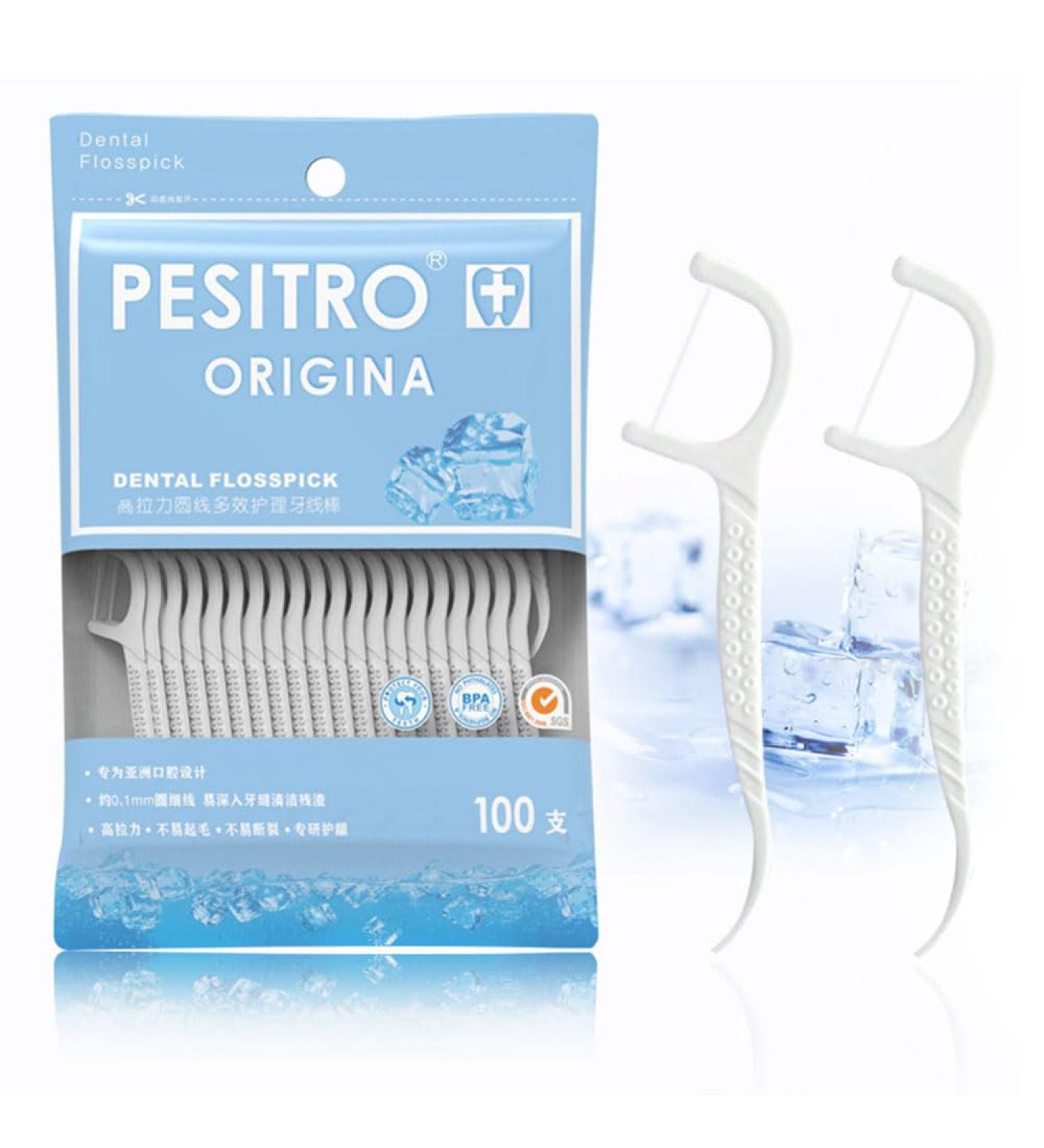 100 Pcs 2-in-1 Portable Dental Floss Picks - Disposable Interdental Sticks for Effective Tooth Cleaning - Ideal for Travel, Home, Office & Restaurants - Original Flavor - Buy Online on GoSupps.com