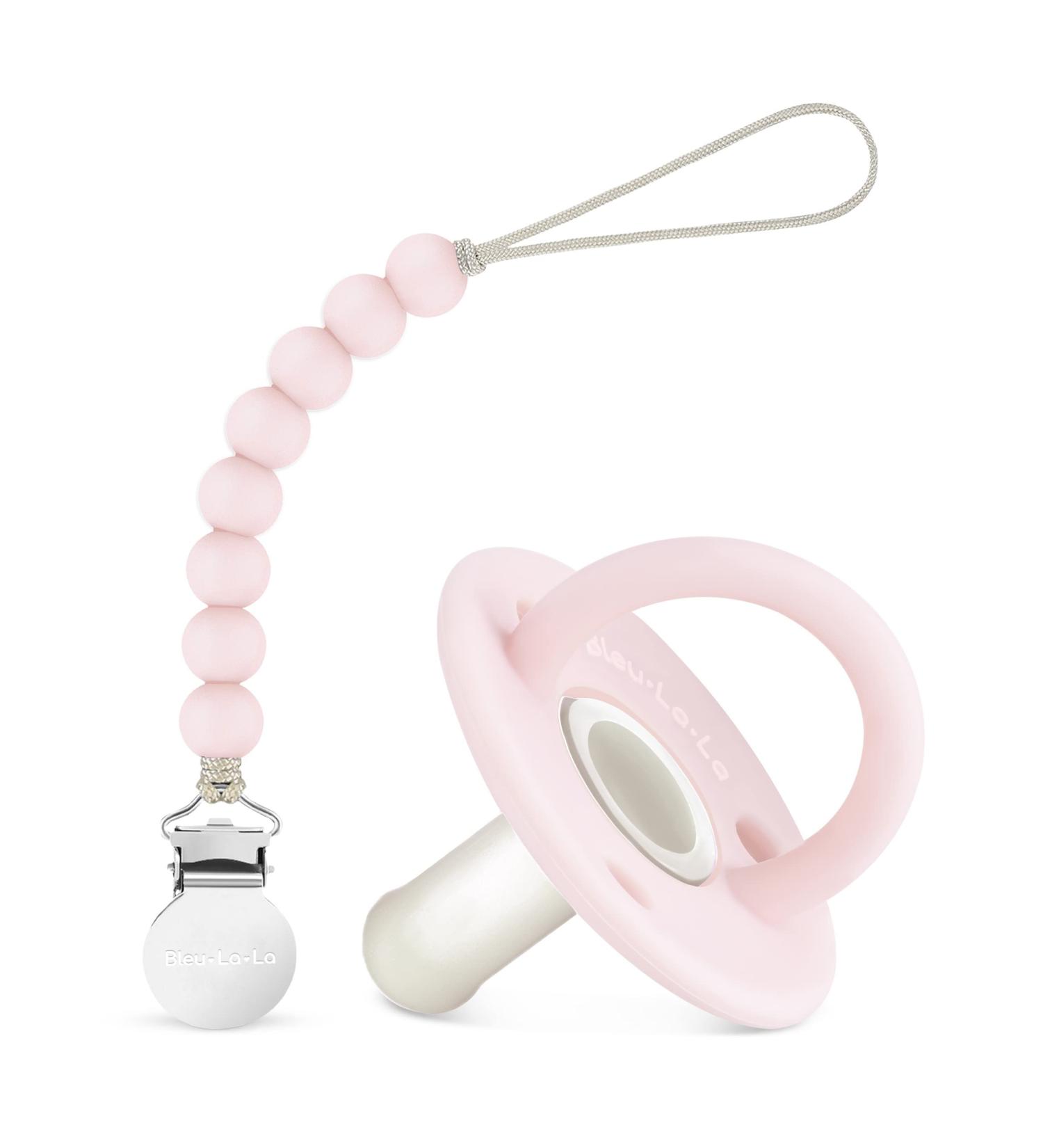 Lulababe Stage I Ballet Slippers + Sugar Swizzle Pacifier and Clip Set - 2 Pacifiers + 1 Clip - Soft Silicone Matching Holder for Infant Boys and Girls - Buy Online on GoSupps.com