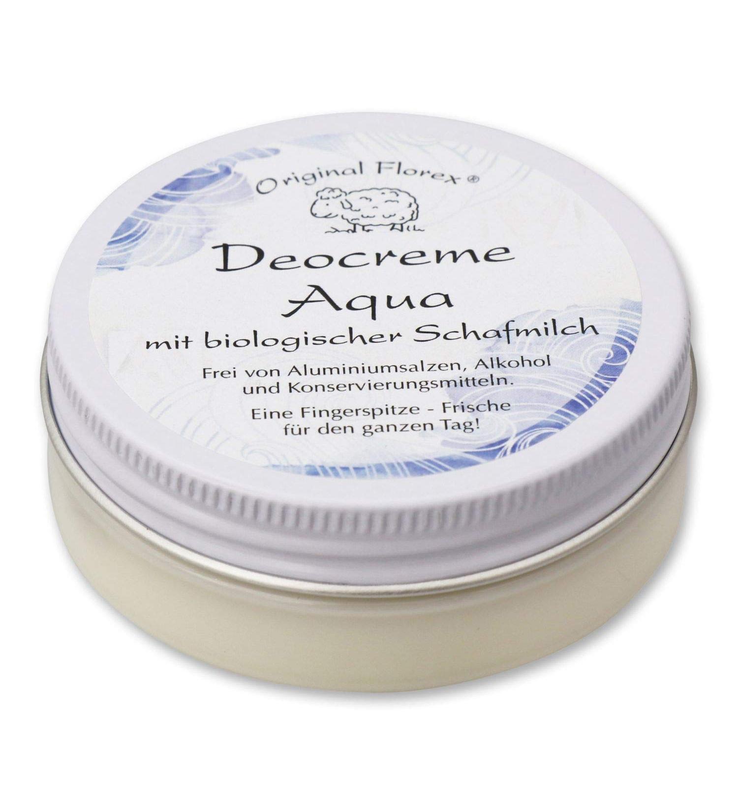 Schafmilchseife Florex Florex Deocreme Aqua - Organic Sheep Milk Without Aluminium Salts Alcohol Preservatives 40g