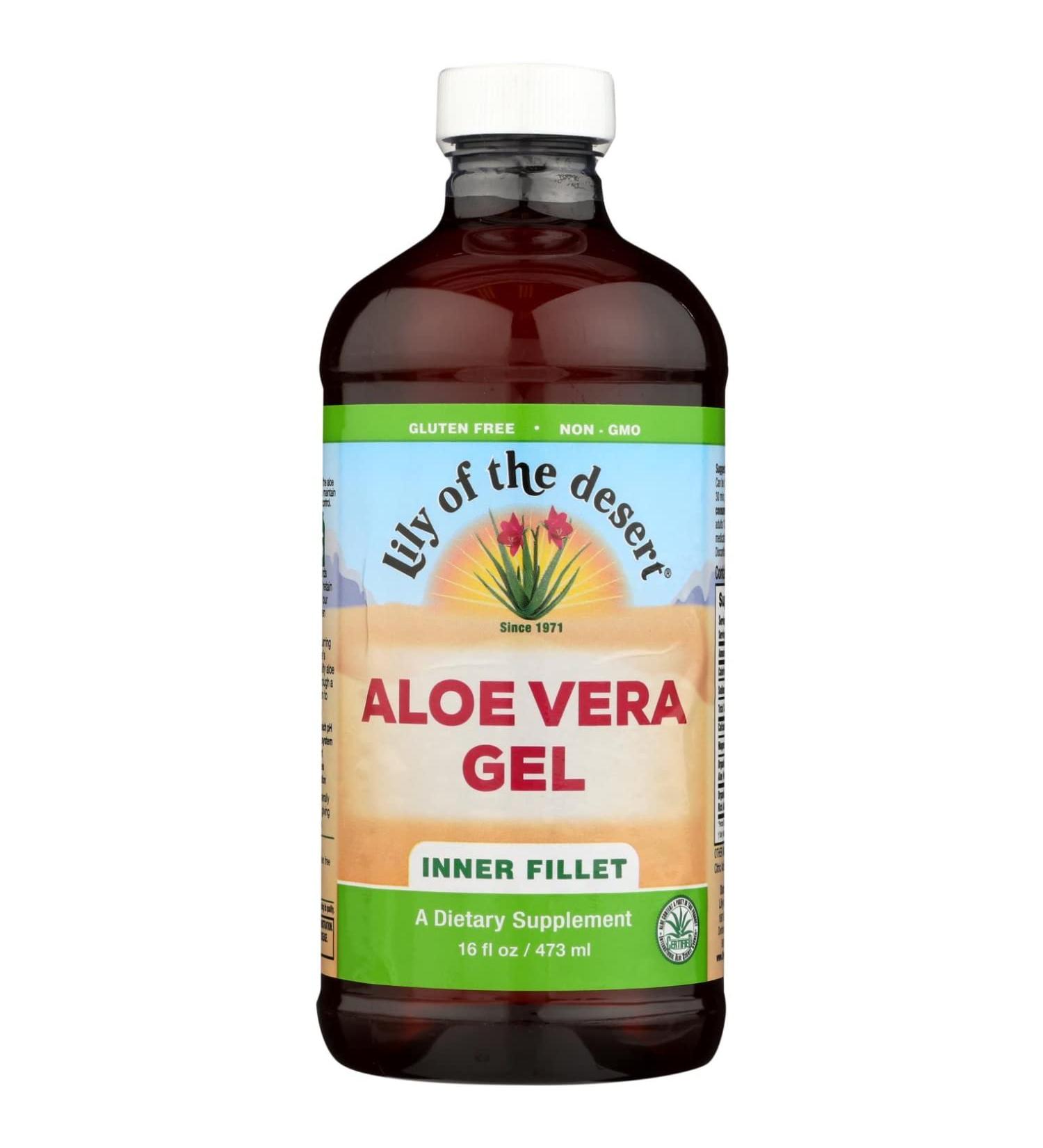 Lily of the Desert Aloe Vera Gel - Inner Fillet Filtered Drink | Thicker Consistency with Natural Vitamins & Digestive Enzymes | Gut Health, Stomach Relief & Glowing Skin | 16 Fl Oz - Buy Online on GoSupps.com