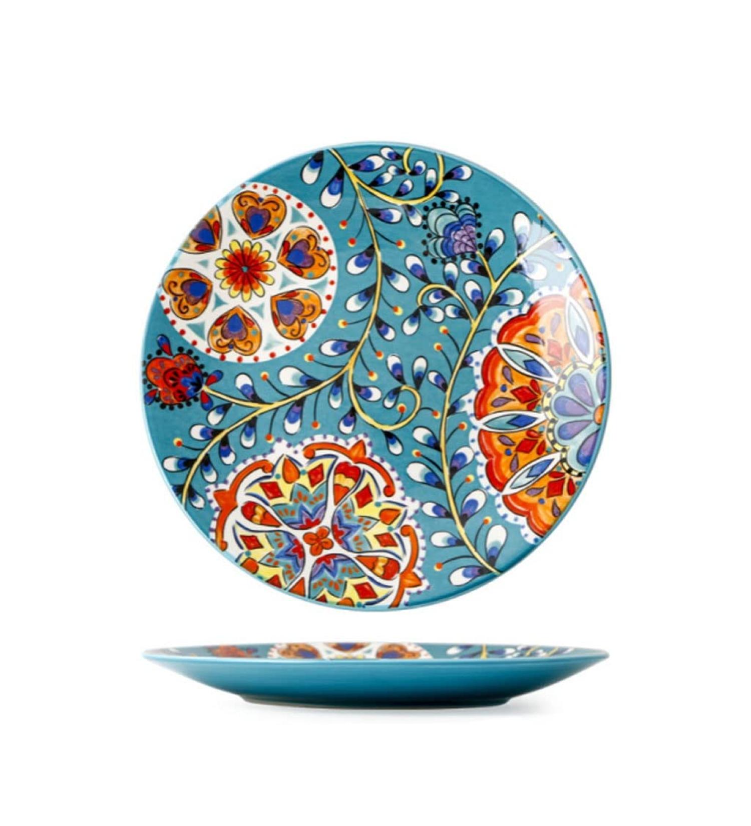 Ceramic Tableware Round Flower Bone Plate Bowl Tableware Household Kitchen Tableware Kitchenware (Color : A Size : CH) Small A - Buy Online on GoSupps.com
