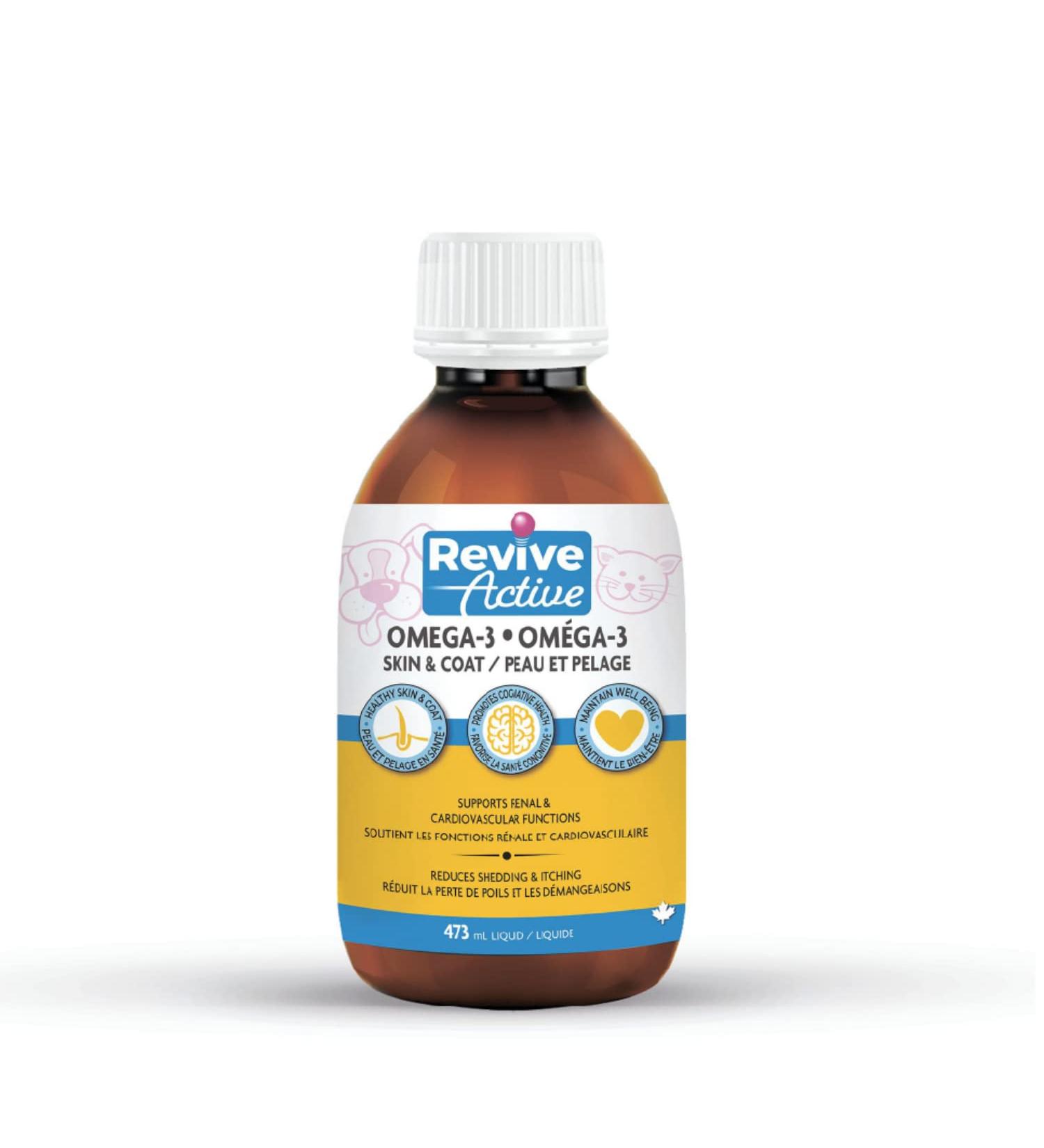 Revive Active - Omega 3 Liquids for Dogs and Cats 473ml Skin and Coat Supplement - Promotes Cognative Health Maintain Well Being -Supports Renal and Cardiovascular Funtions. - Buy Online on GoSupps.com