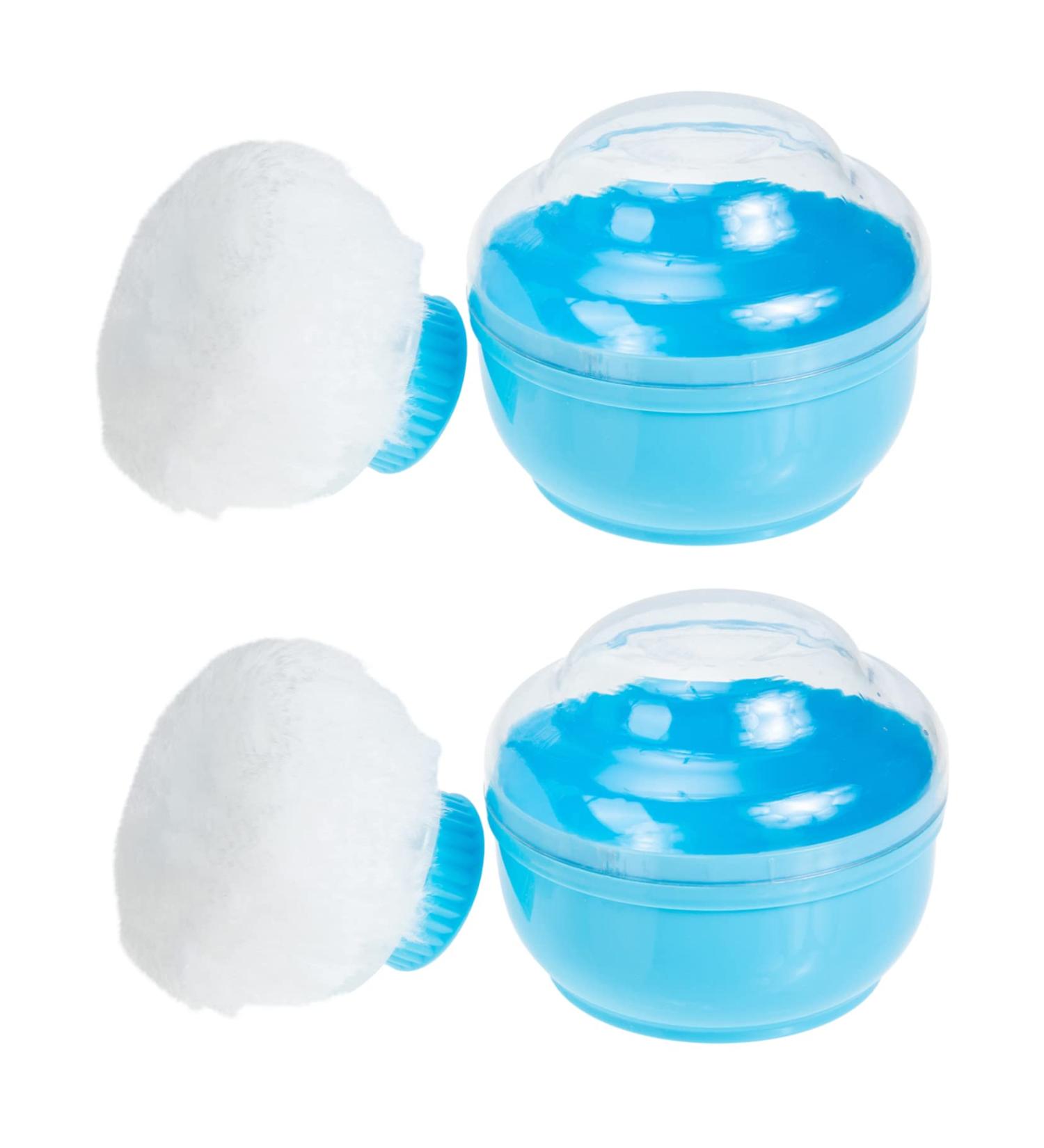 FRCOLOR Lot de 2 houppettes en poudre pour enfants - Pour soins de b b - Bo te poudre pour b b - Bo te consigne et s che - Bo te de rangement pour voyage - En peluche acrylique 1 unit (Lot de 1) Bleu - Buy Online on GoSupps.com