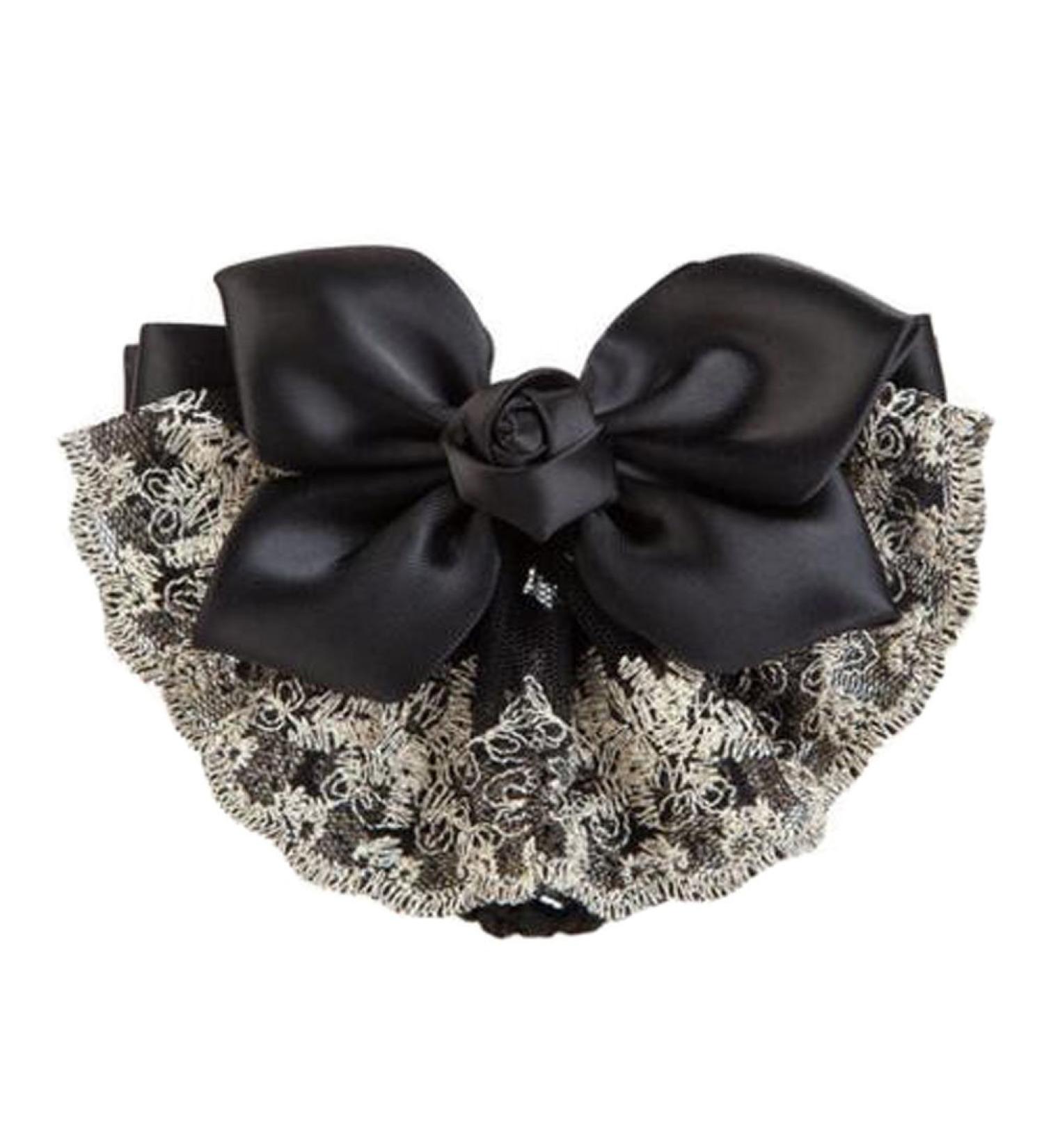 Bowknot Snood Net Net Hair Clip Net Hair Clip Barrette Hairnet Womens Bow Barrette Girls Hairdressing Snood Net Hairnet Hair Clip Bun Cover E12