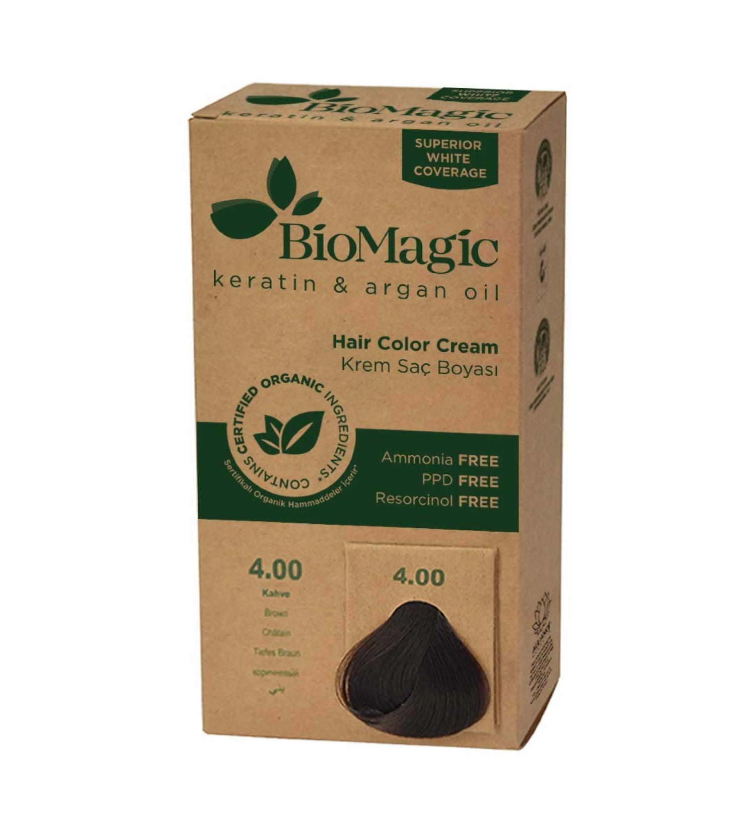 Buy BIOMAGIC HAIR COLOR 4/00 BROWN - 250g Pack | Top-Quality International Shipping - Buy Online on GoSupps.com
