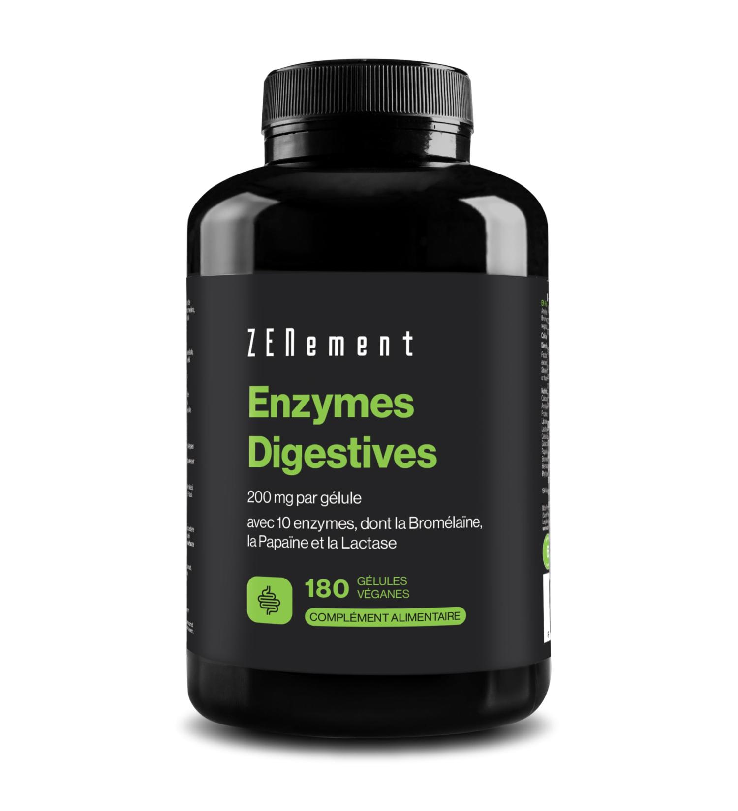 Digestive Enzymes - 10 Enzymes Including Bromelain and Papain High Concentration - 200mg per Capsule - 180 Vegan Capsules - Suitable for All Diet Types - No Additives Gluten Free - Buy Online on GoSupps.com