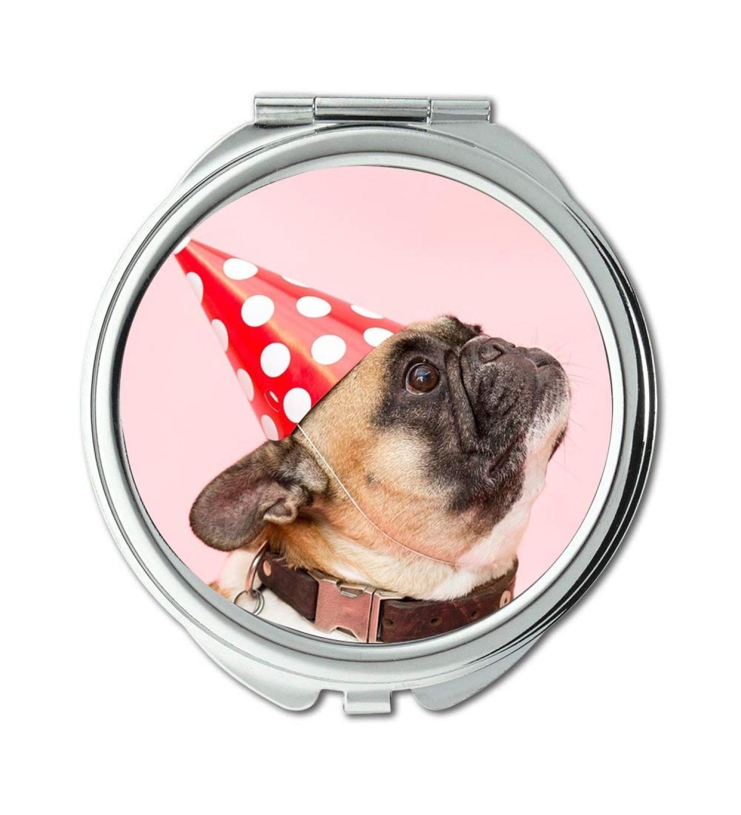 Mirror makeup mirror Dog Pug Party Had Animal Pink pocket mirror portable mirror - Buy Online on GoSupps.com