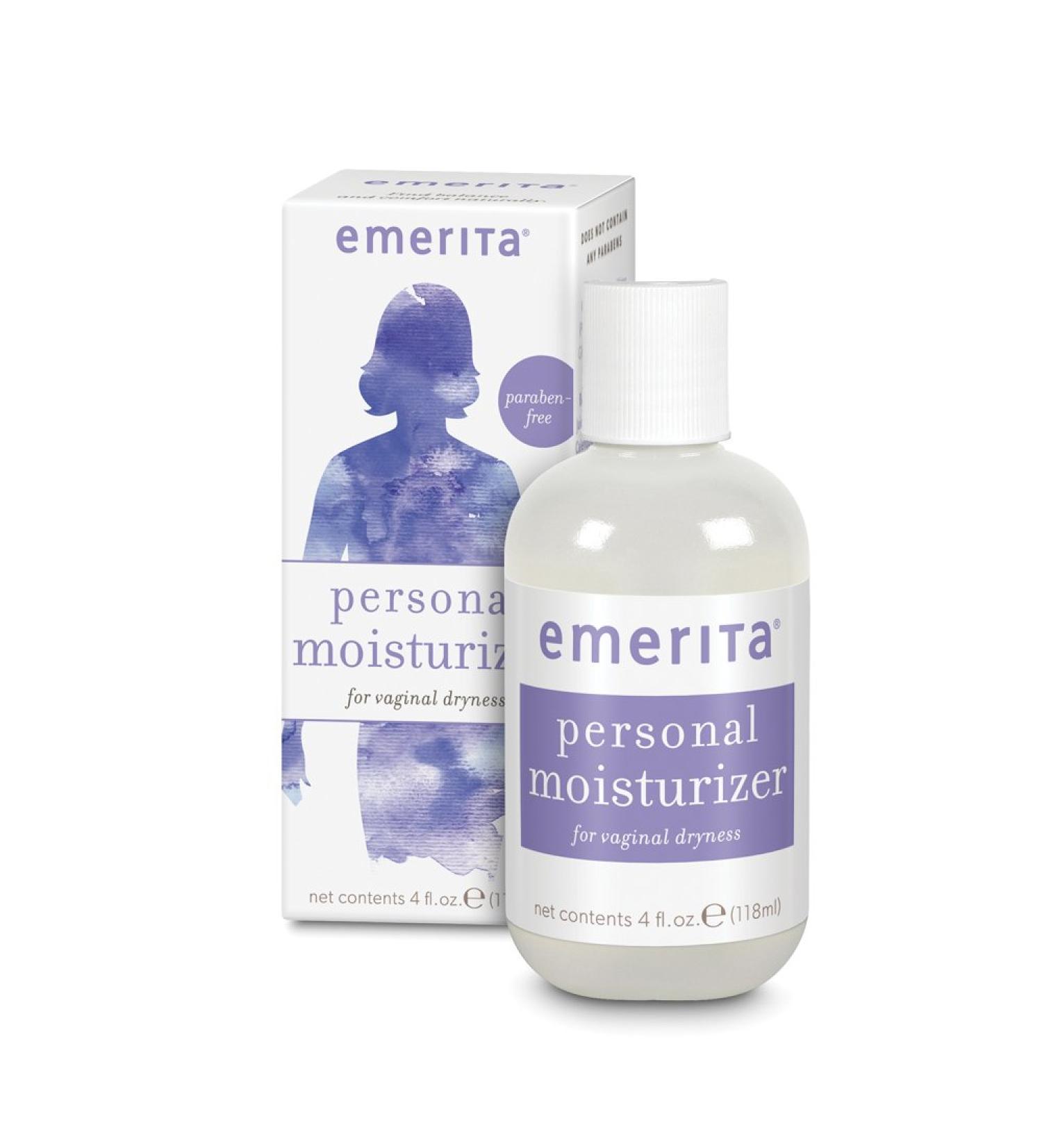 Emerita Personal Moisturizer 4 fl oz - Water Based Intimate Skin Care for Vaginal Dryness with Calendula & Vitamin E - Estrogen & Paraben Free - Buy Online on GoSupps.com