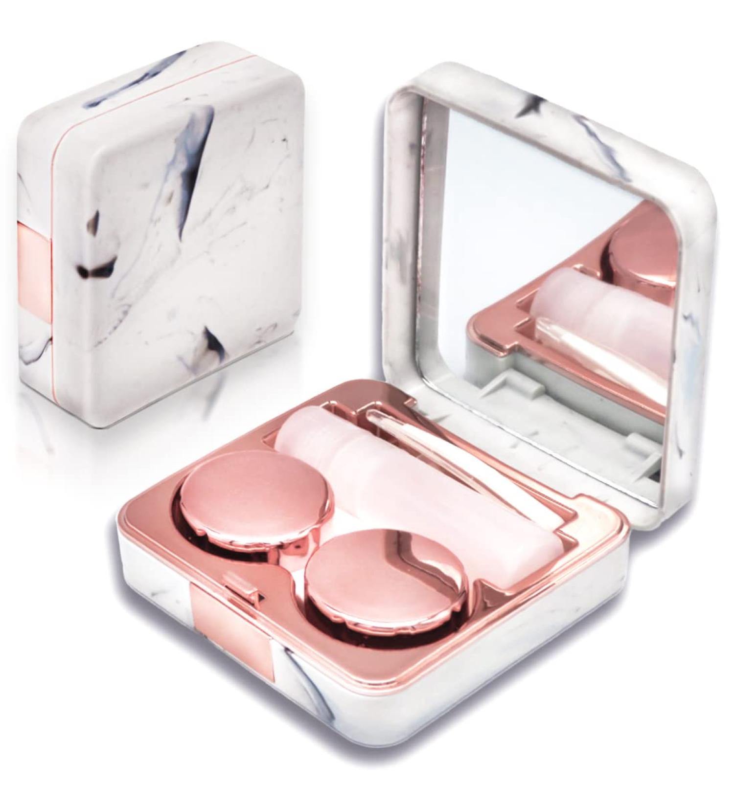 Portable Rose Gold Contact Lens Case & Applicator Kit - Cute Travel Solution with Mirror for Daily Use - Buy Online on GoSupps.com