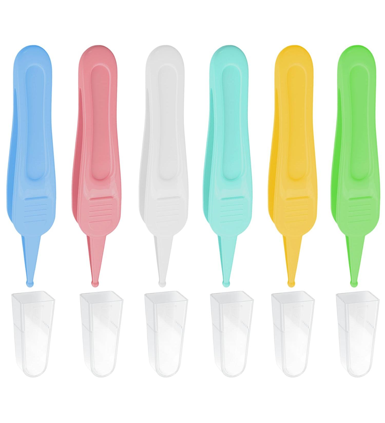 6 pieces baby nose tweezers nose cleaning tweezers safety plastic baby care tweezers plastic tweezers infant round head Cleaner clip