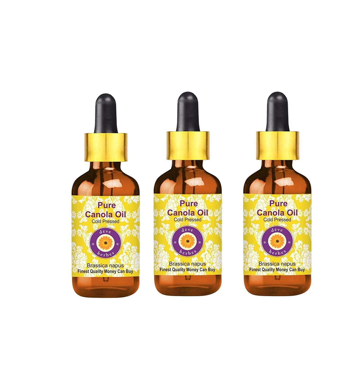d ve herbes Pure Canola Oil (Brassica Napus) with Glass Dropper Cold Pressed (Pack of Three) 100ml X 3 (10 oz) - Buy Online on GoSupps.com
