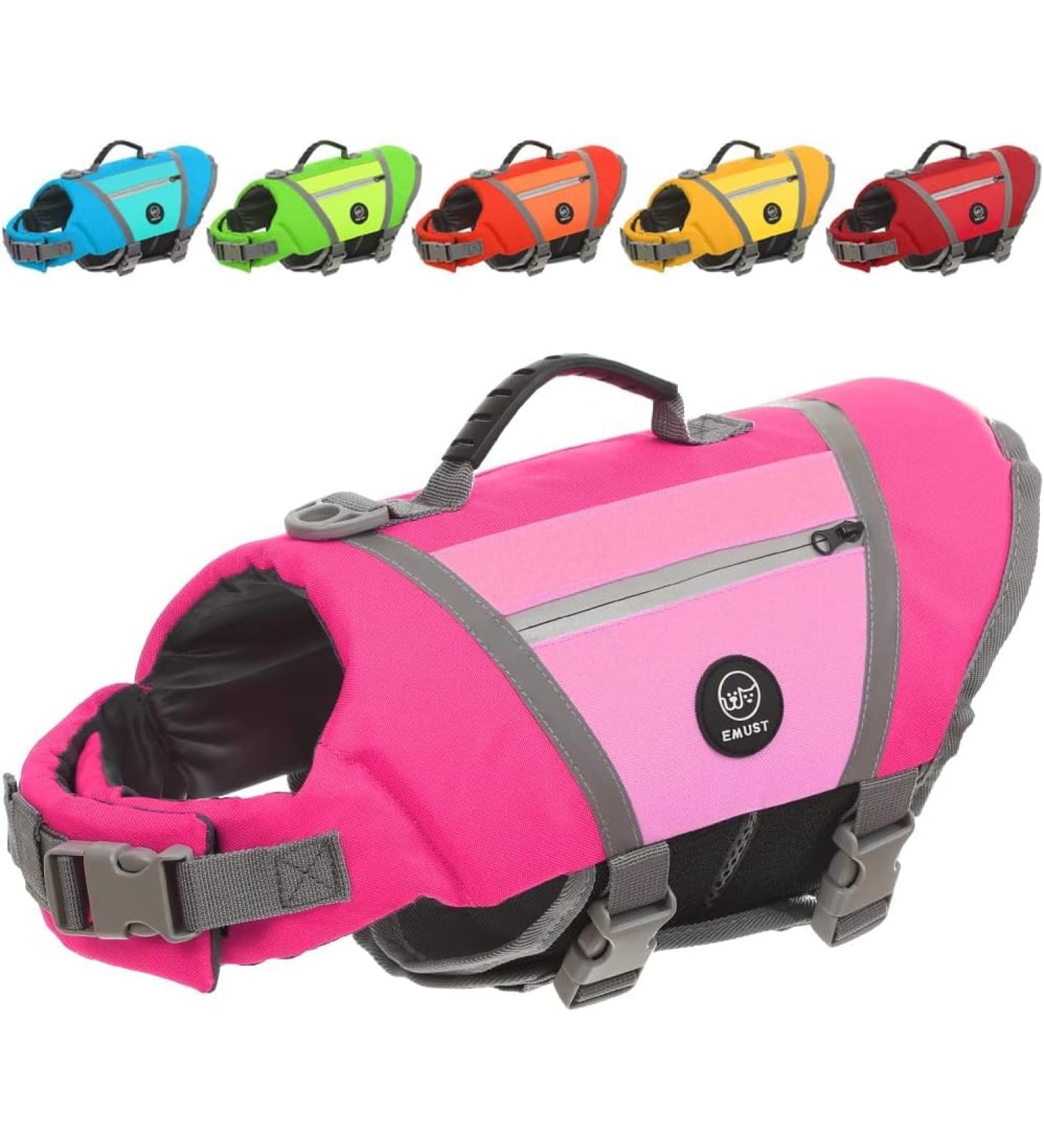 Adjustable Dog Swimming Vest for Small Dogs - Emust Reflective Vests with Quick Locking Buckles & Hooks - Perfect for Bulldogs - Size S Pink - Buy Online on GoSupps.com