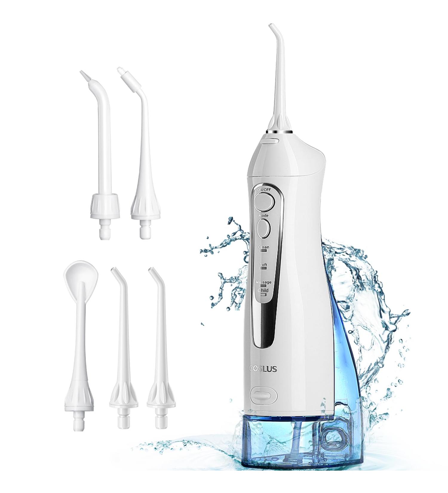 Portable Water Dental Flosser - 4 Modes Child-Friendly Rechargeable 300ML - Perfect for Travel - Buy Online on GoSupps.com