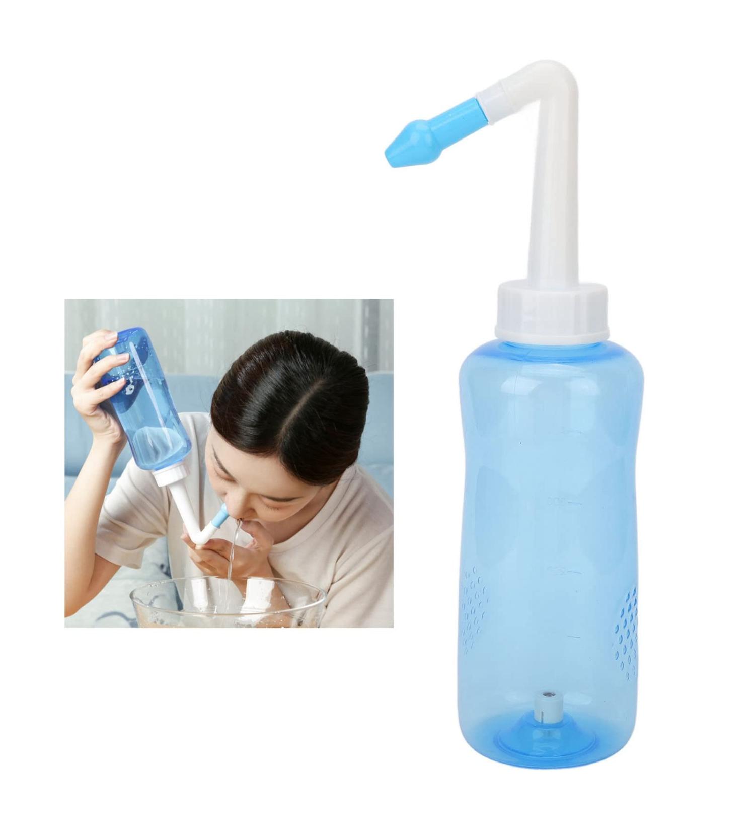 Nasal Douche Set 500ml - 3-Hole & Single Hole Nozzles for Adults & Children | Nasal Cleaning & Rinsing for Colds, Allergies & Dry Noses - Buy Online on GoSupps.com