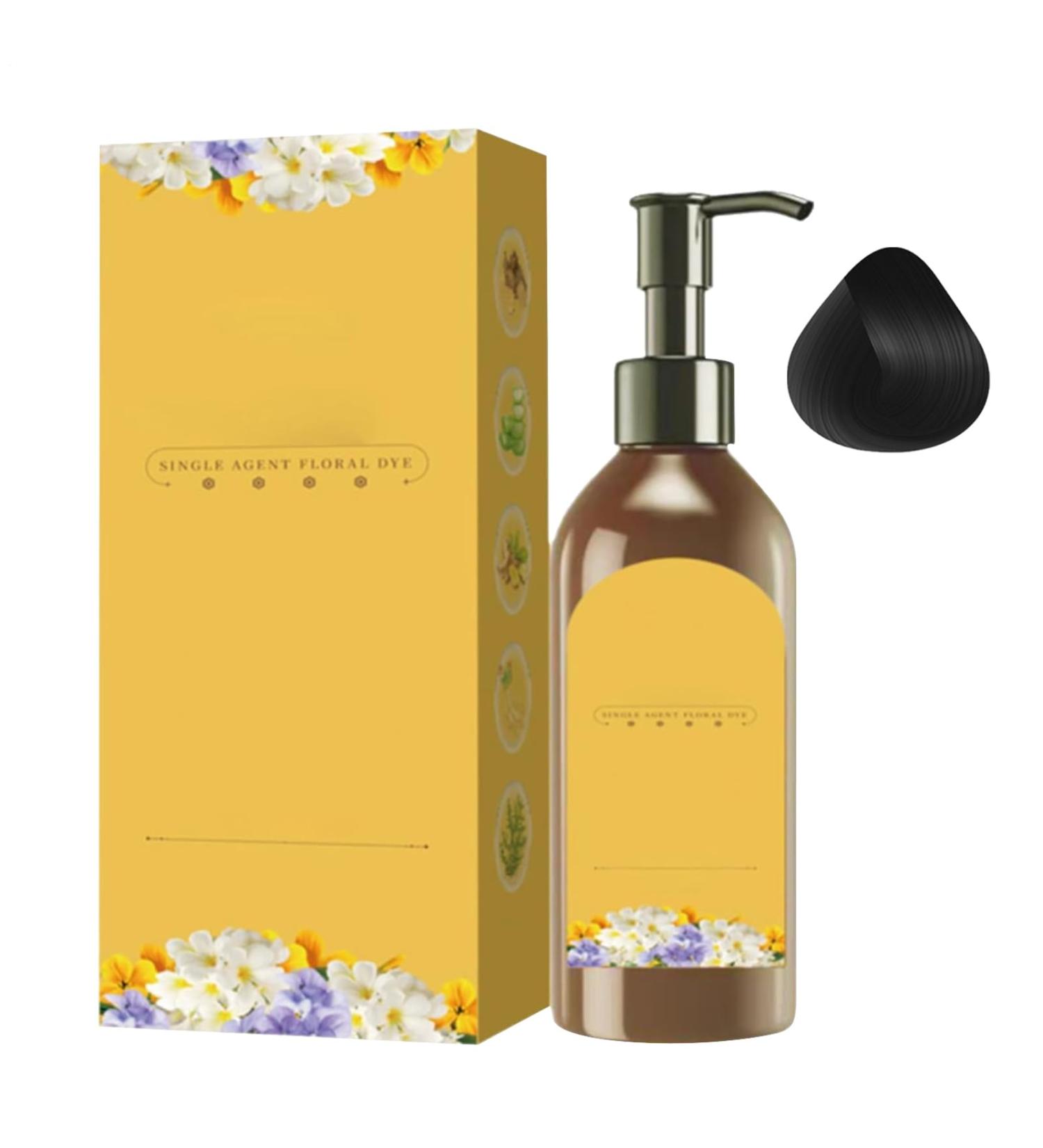Plant Dye Shampoo - 200 ml Single Color Floral Botanical Black Hair Color Cream | Hair Dye for Women - Buy Online on GoSupps.com