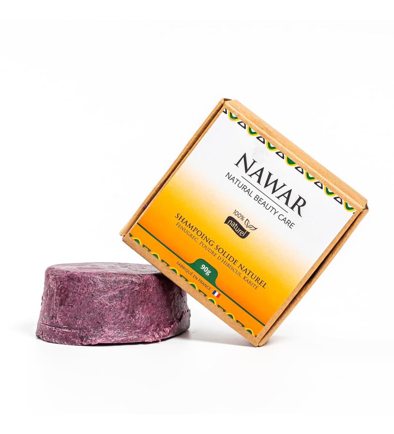 100% natural and artisanal solid shampoo - NAWAR - Fenugreek Hibiscus Shea 90g Anti hair loss redensifying accelerates growth biodegradable - Buy Online on GoSupps.com