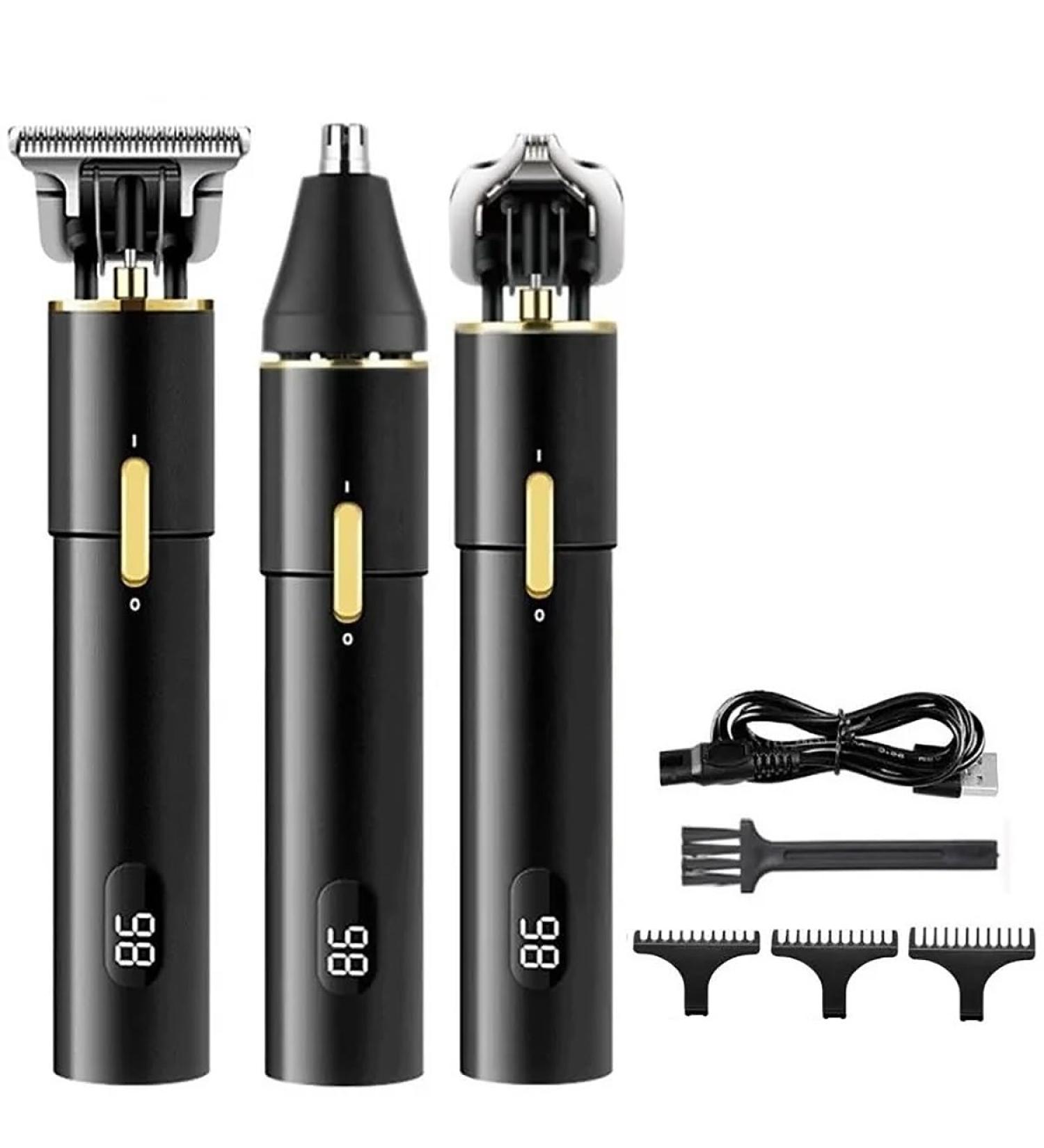 Hair Clippers 3 in 1 - Professional Rechargeable Metal Housing Trimmer for Grooming Beard Eyebrow Nose and Ear | International Shipping Available - Buy Online on GoSupps.com