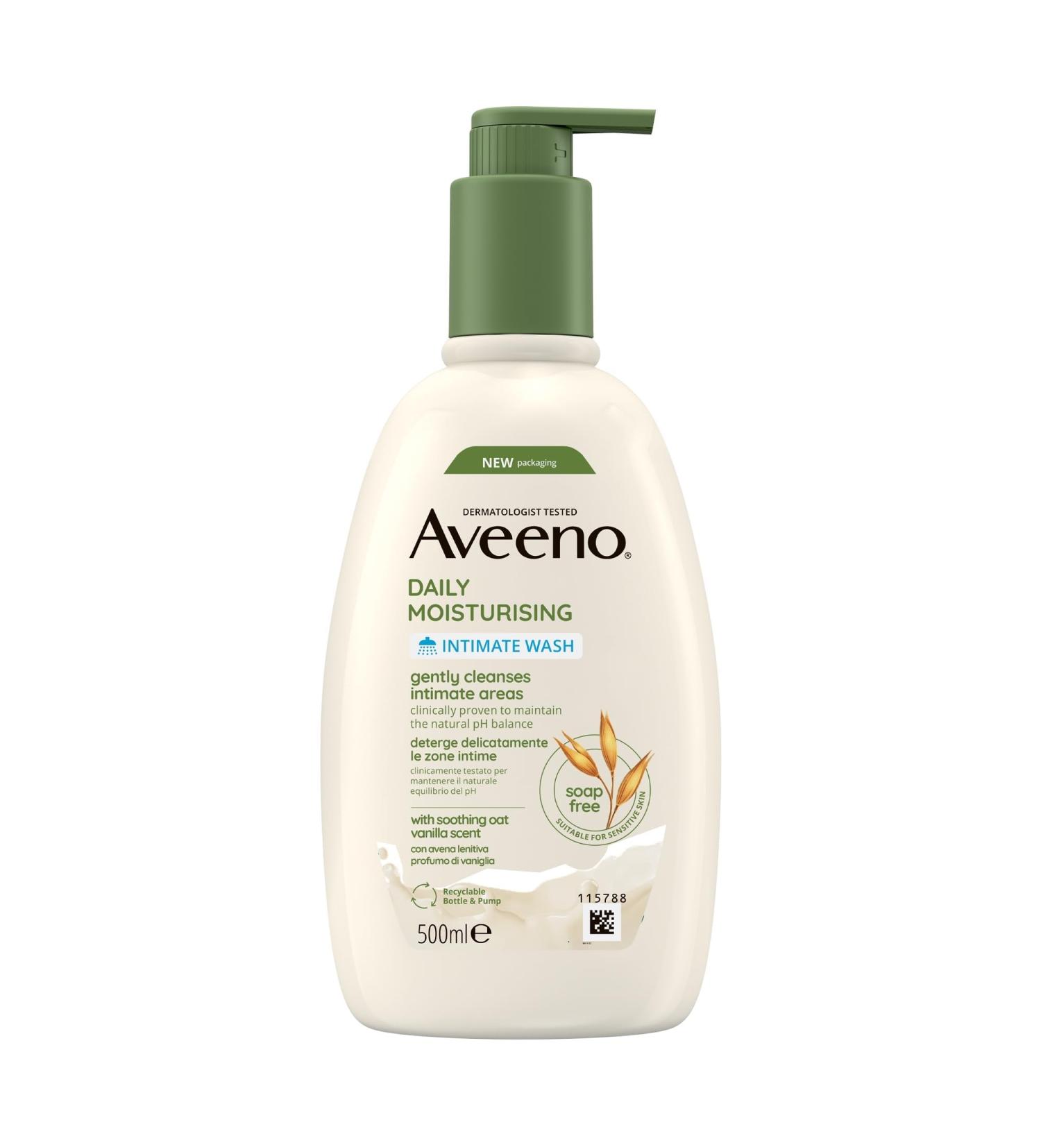  Aveeno Aveeno Daily Moisturizing Underwear Cleanser Soap-Free Daily Intimate Hygiene Cleanser Vanilla Scented Intimate Gel Gentle Cleanser for Sensitive Skin with Oat 500 ml - Buy Online on GoSupps.com