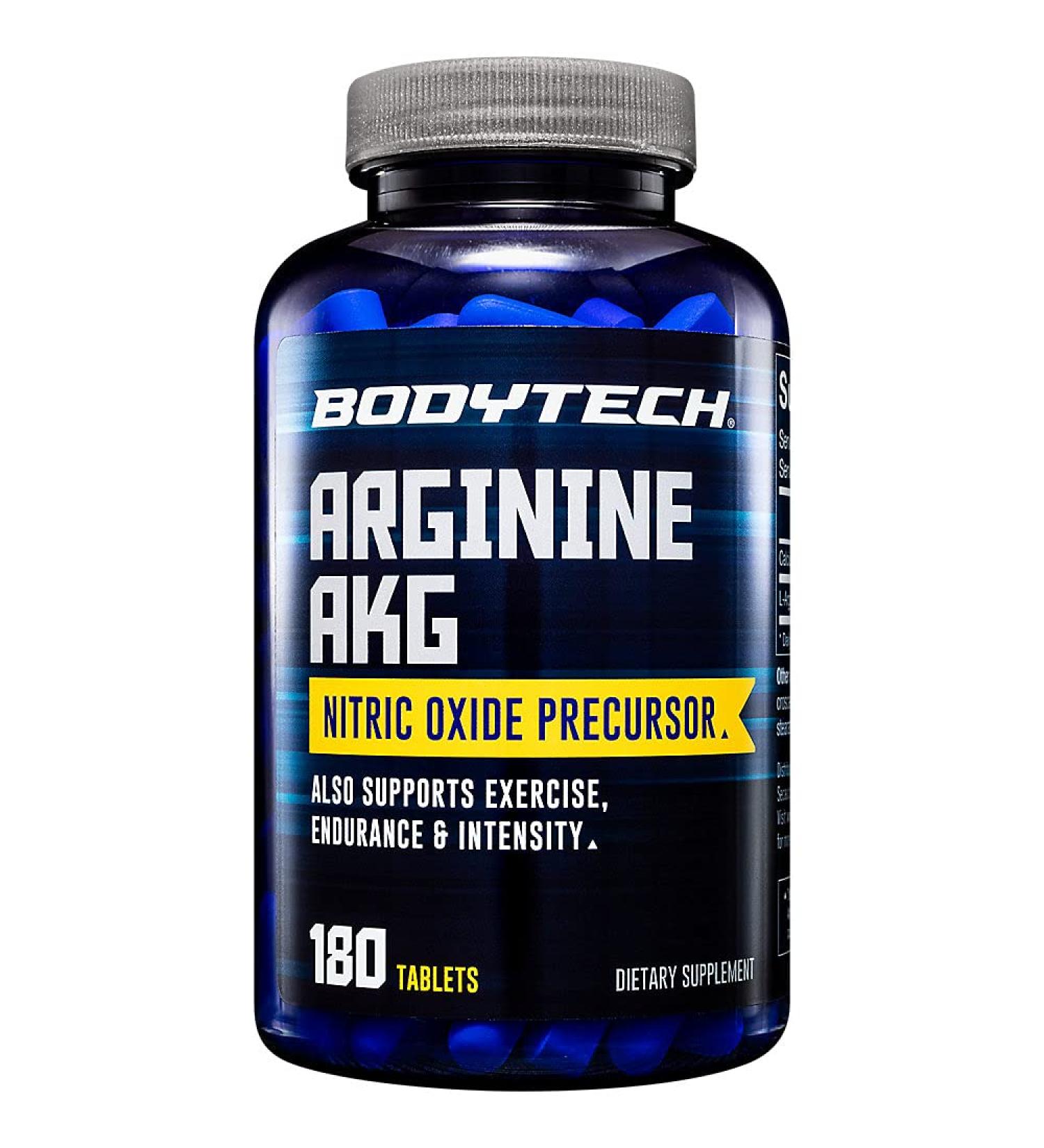 BODYTECH Arginine AKG 3000mg - Nitric Oxide Precursor - Supports Blood Flow Muscle Pumps & Performance (180 Tablets) - Buy Online on GoSupps.com