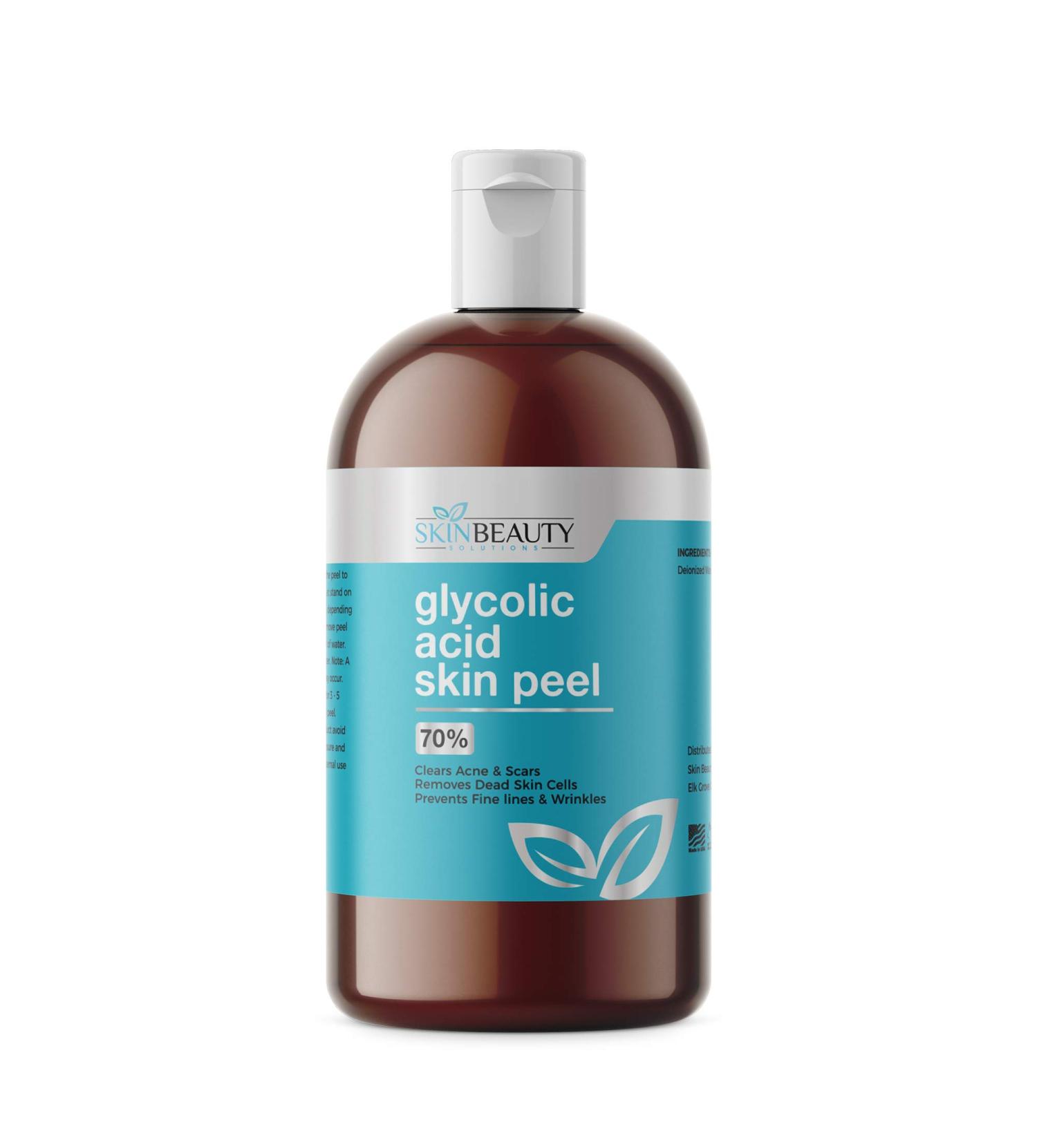 Skin Beauty Solutions 4 Oz / 120 Ml Glycolic Acid 70% Skin Chemical Peel Unbuffered - Alpha Hydroxy (AHA) For Acne Oily Skin Wrinkles Blackheads Large Pores & More - Buy Online on GoSupps.com