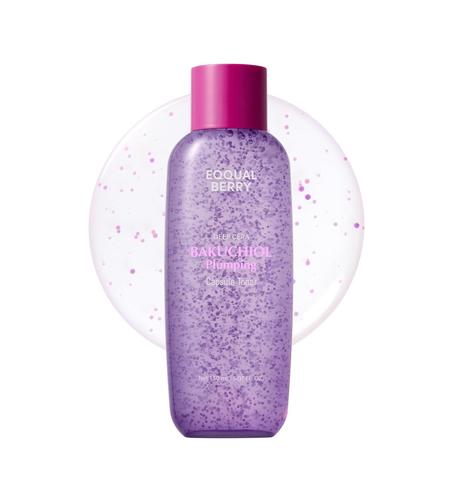 EQQUALBERRY Bakuchiol Plumping Capsule Toner - Natural Retinol Alternative Face Toner with Hyaluronic Acid - Anti-Aging Soothing Hydrating Korean Skincare for Sensitive Skin (150ml / 5.1 fl oz) - Buy Online on GoSupps.com