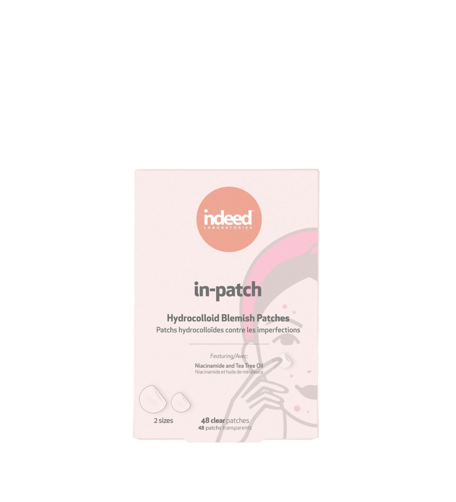 Indeed Labs In-Patch - Hydrocolloid Acne Pimple Patch | Niacinamide & Tea Tree Oil 48 Fast-Acting Spot Stickers for Blemishes & Dark Spots - International Shipping Available - Buy Online on GoSupps.com