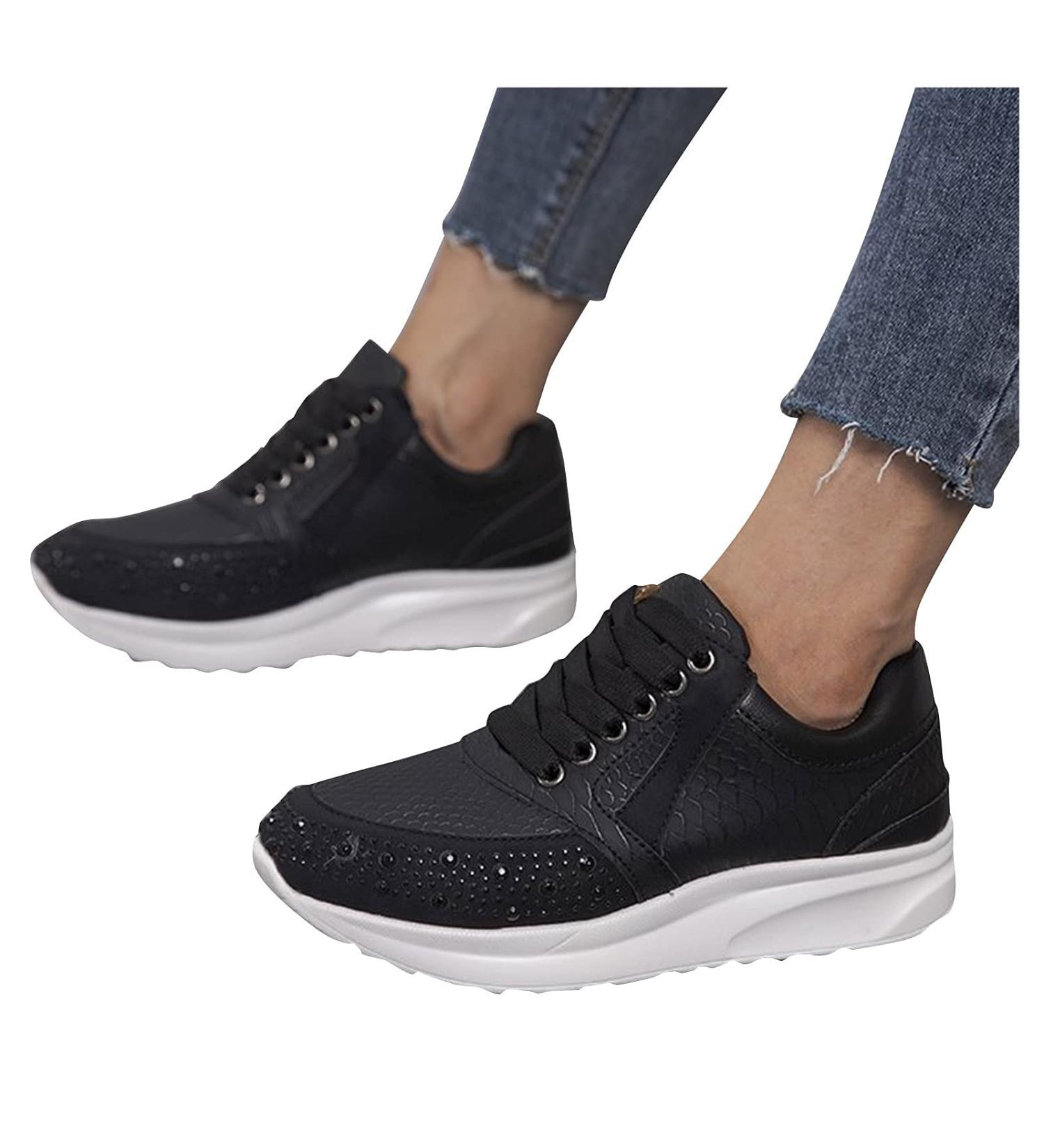 ZBYY Women's Non-Slip Breathable Hidden Sneakers, Size 10.5 - Black Walking Shoes for Gym Fitness - Buy Online on GoSupps.com