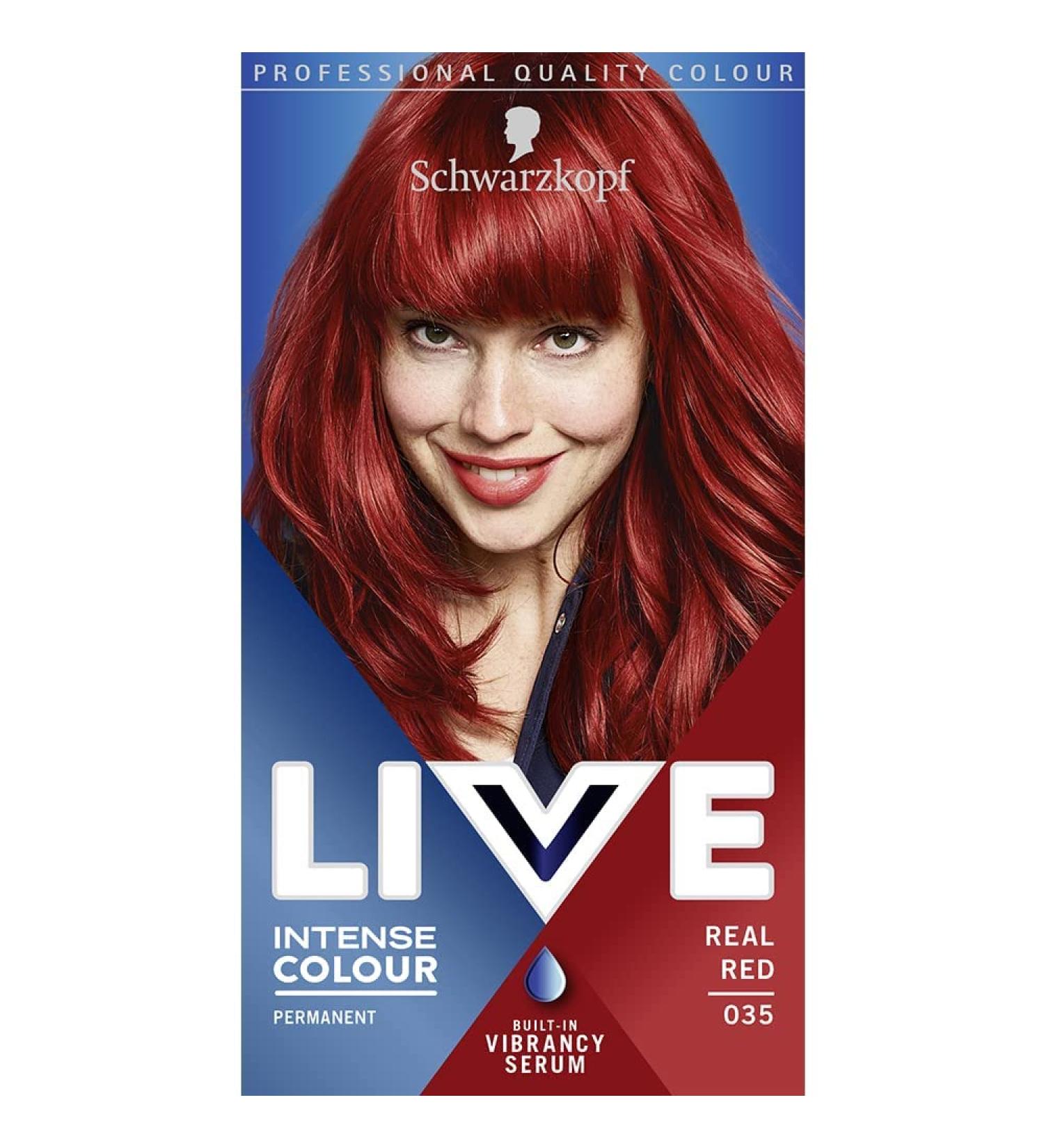 Schwarzkopf LIVE Intense Hair Colour Real Red 035 - Vibrant Permanent Hair Dye with Built-In Serum - Buy Online on GoSupps.com