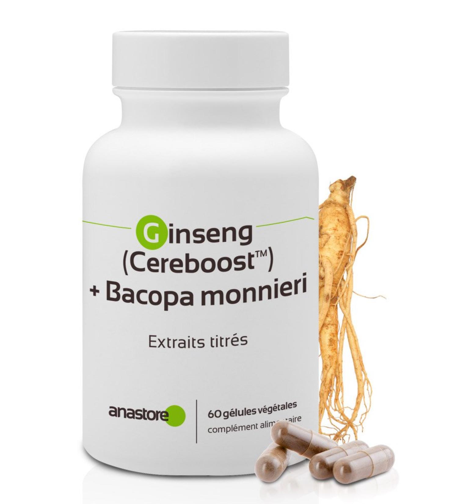 Ginseng Cereboost & Bacopa Monnieri Capsules | Enhance Memory Concentration & Cognitive Performance | 423 mg | International Shipping Available - Buy Online on GoSupps.com