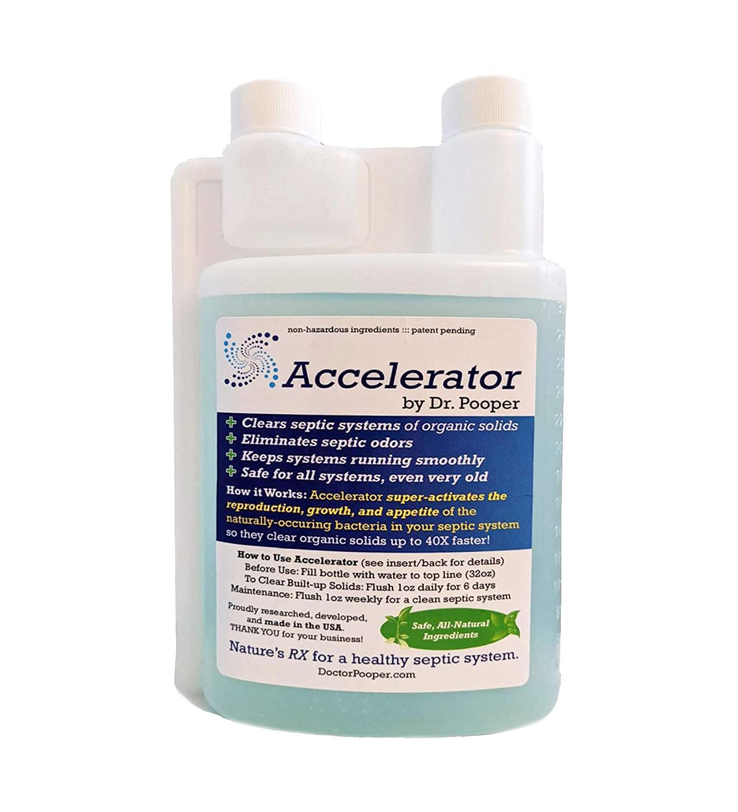 Dr. Pooper Accelerator Septic Tank Treatment - Organic Maintenance Liquid for Odor Elimination & Clearing Organic Solids - Safe for All Septic Systems - Buy Online on GoSupps.com