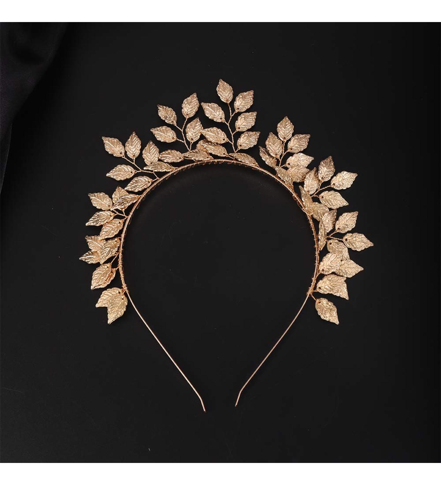 YERTTER Wedding Gold Leaf Tiara Hair Crown - Handmade Bride Hair Band for Bridal Greek Goddess Look - Perfect for Wedding, Prom, Birthday Party - Buy Online on GoSupps.com