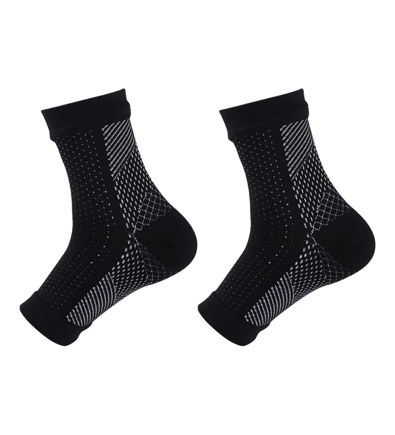Buy 1 Pair Ankle Elastic Compression Sock Sleeve for Cycling & Running - L/XL Black | Support Brace for Injury Recovery - Buy Online on GoSupps.com