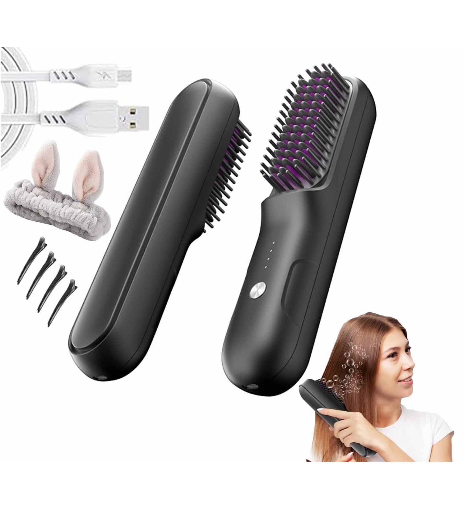 Brusho Hair Pro Cordless Mini Ionic Hot Comb - Portable Hair Straightener for Women | Best Hair Straightening Irons for Dry & Curly Hair - Buy Online on GoSupps.com