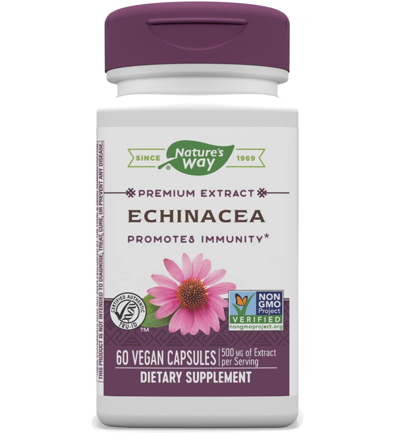 Nature's Way Echinacea 500mg - 60 Vegan Capsules for Immune Support - Buy Online on GoSupps.com