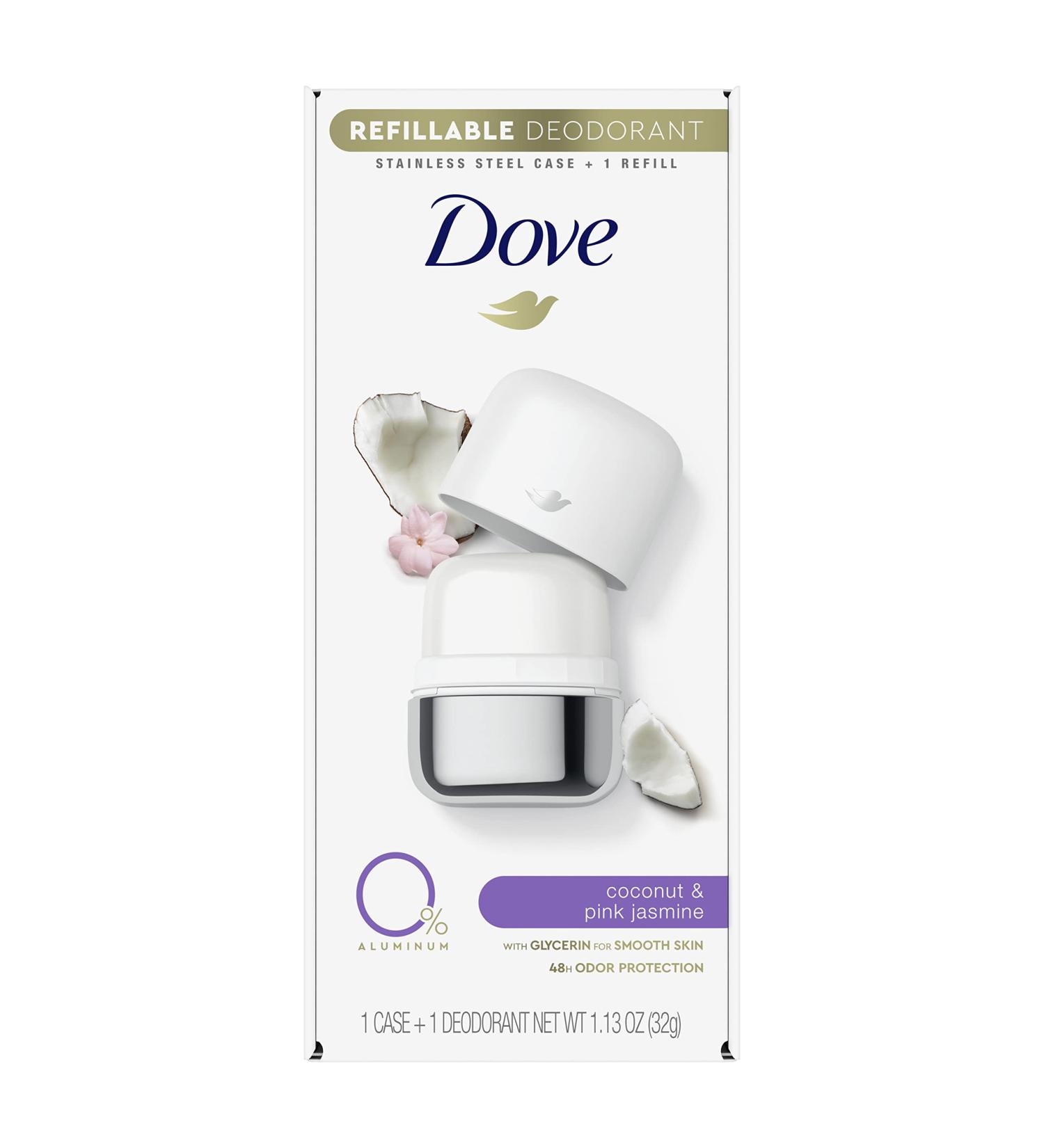 Dove Refillable Deodorant Starter Kit - Coconut & Pink Jasmine 1.13 oz | 0% Aluminum - Buy Online on GoSupps.com