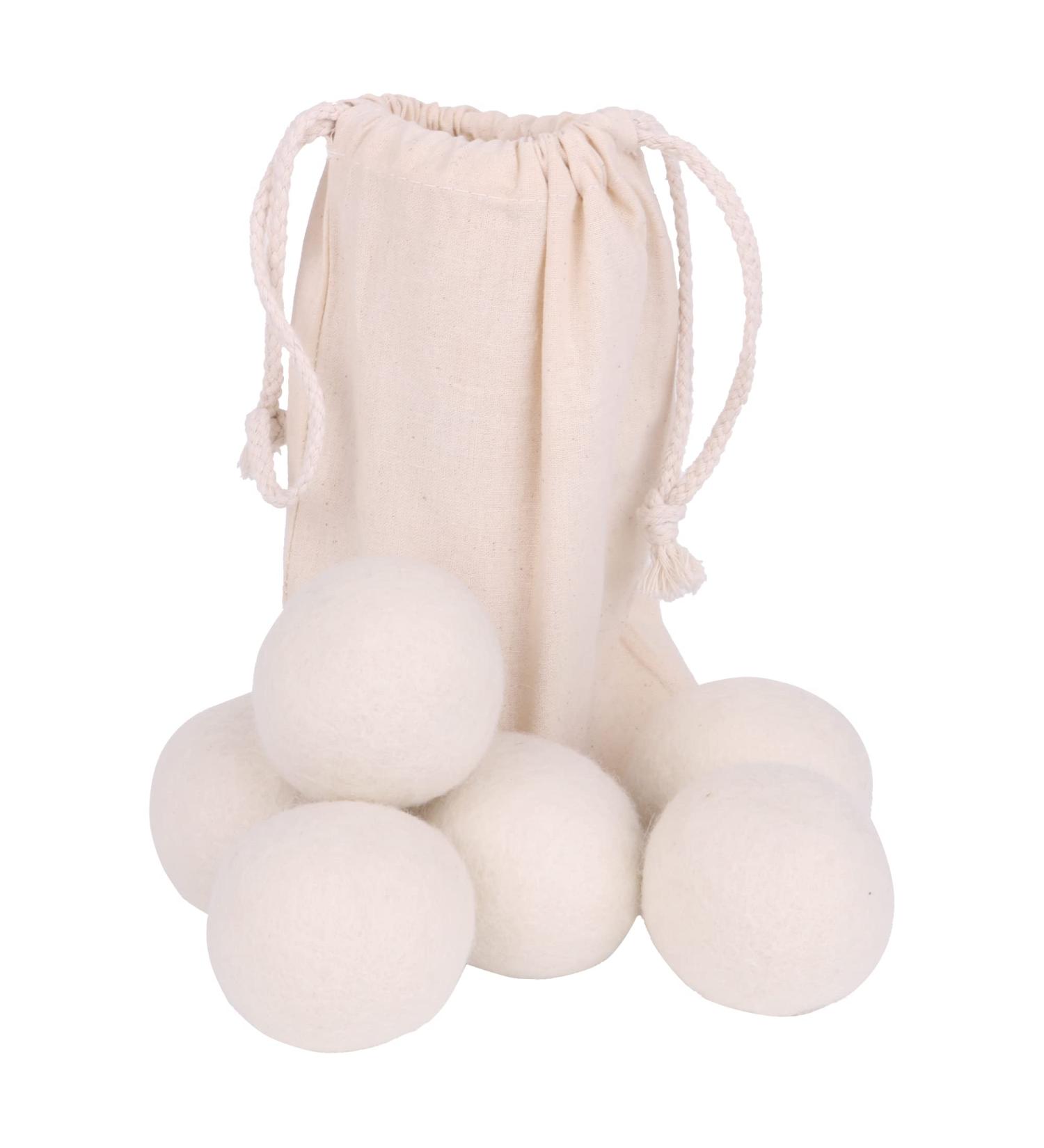Reusable Wool Dryer Balls for Saves Drying Time White w/Storage Bag Pack of 6 - Buy Online on GoSupps.com